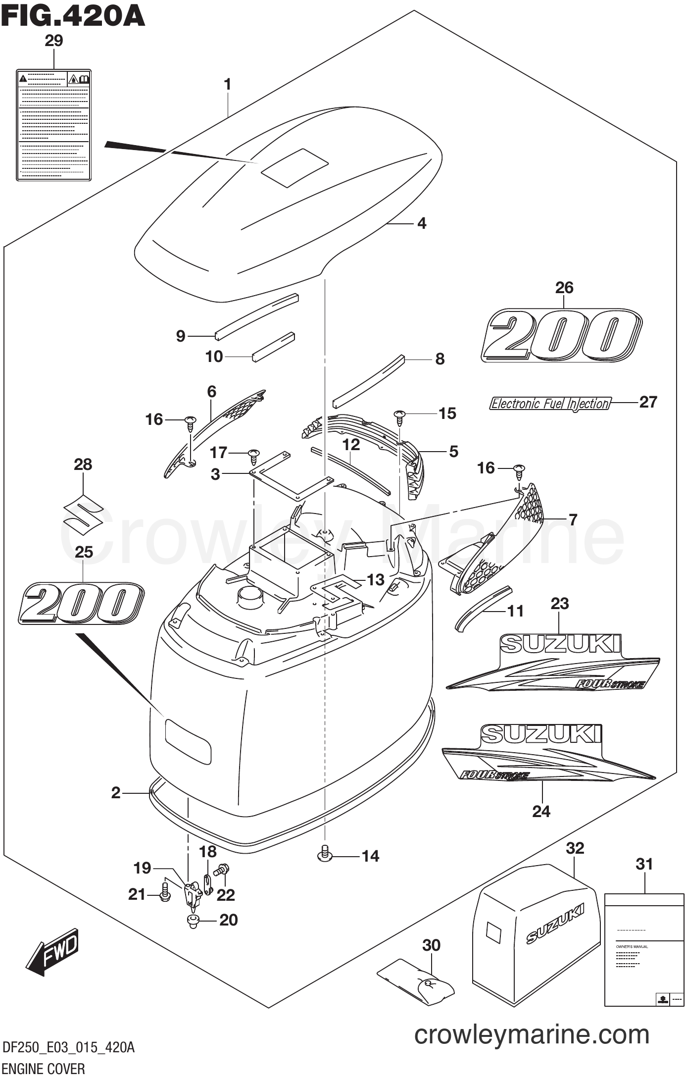 Suzuki Marine DF225Z 51001~ - ENGINE COVER (FOR 0EP) (DF200T E03)