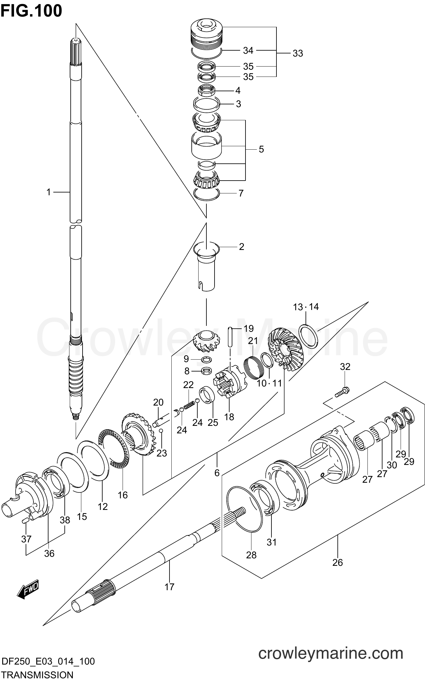 Suzuki Marine DF200 410001~ - TRANSMISSION (DF225T E03)