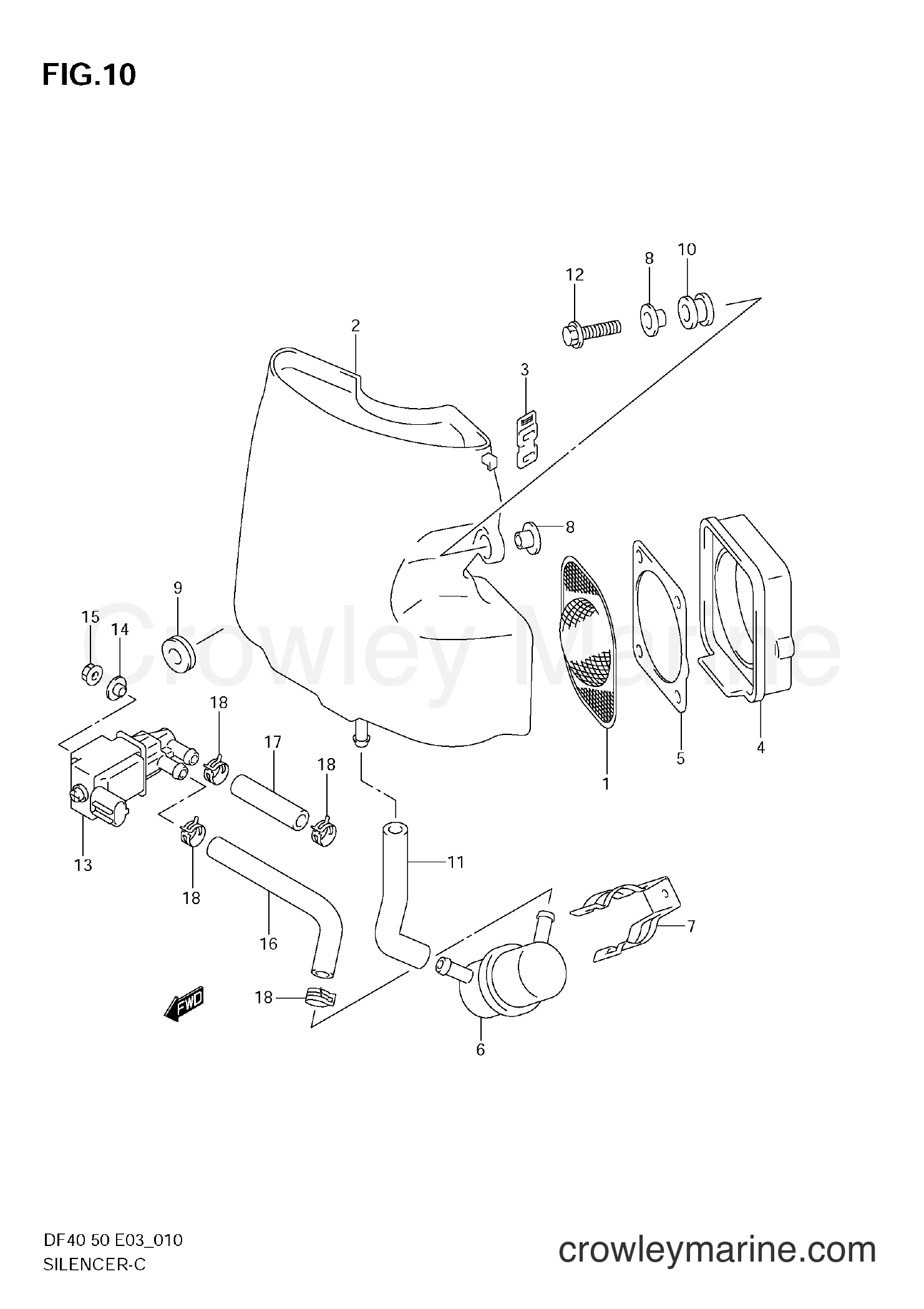 Suzuki Marine DF50 - SILENCER (MODEL:01~06)