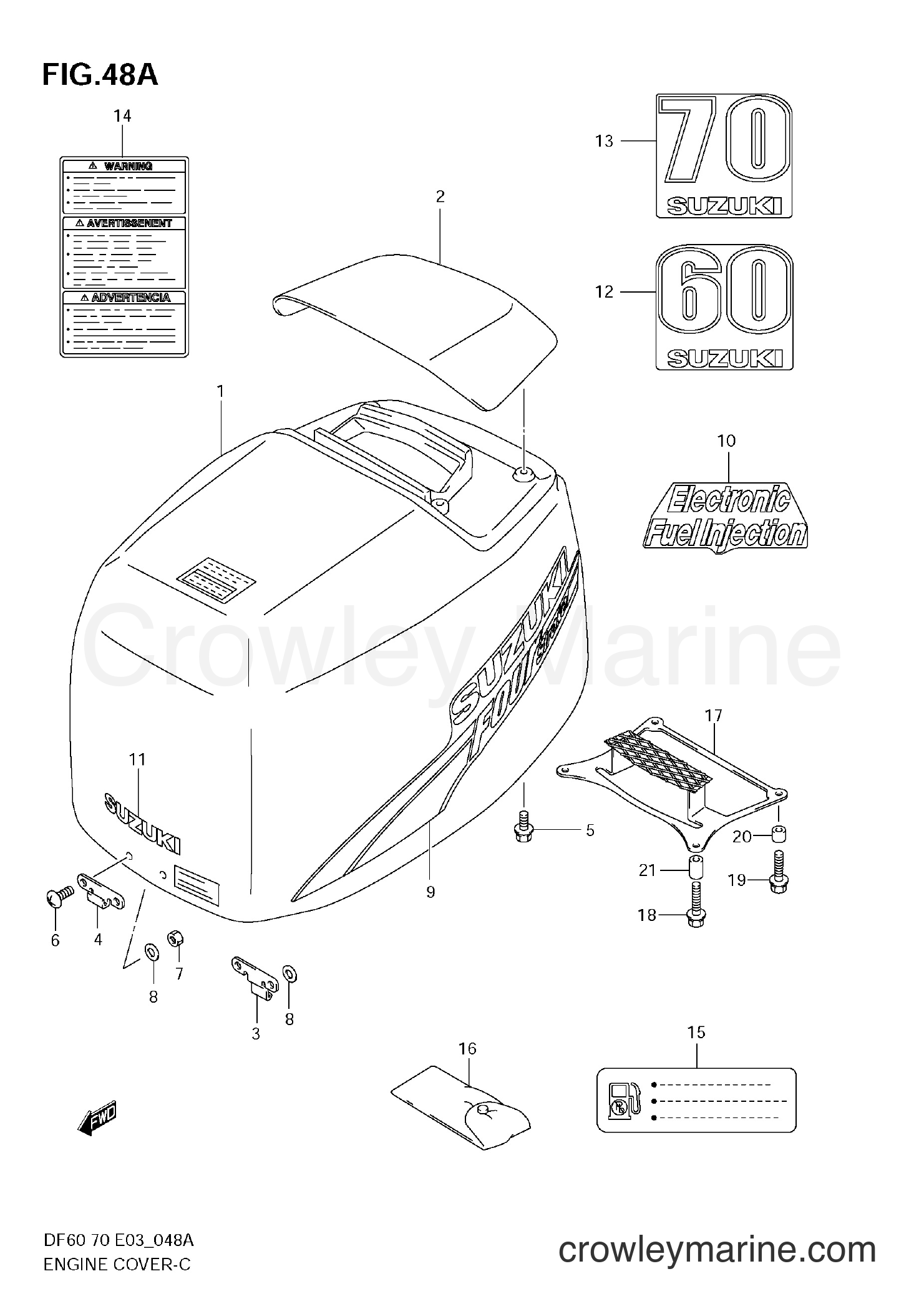 Suzuki Marine DF70 - ENGINE COVER (MODEL:03~09)