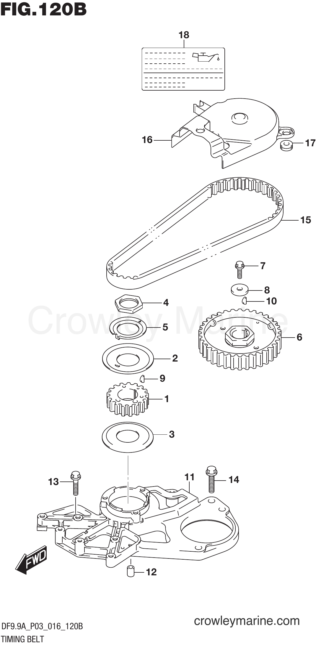 Suzuki Marine DF8A 610001~ - TIMING BELT (DF8AR P03)