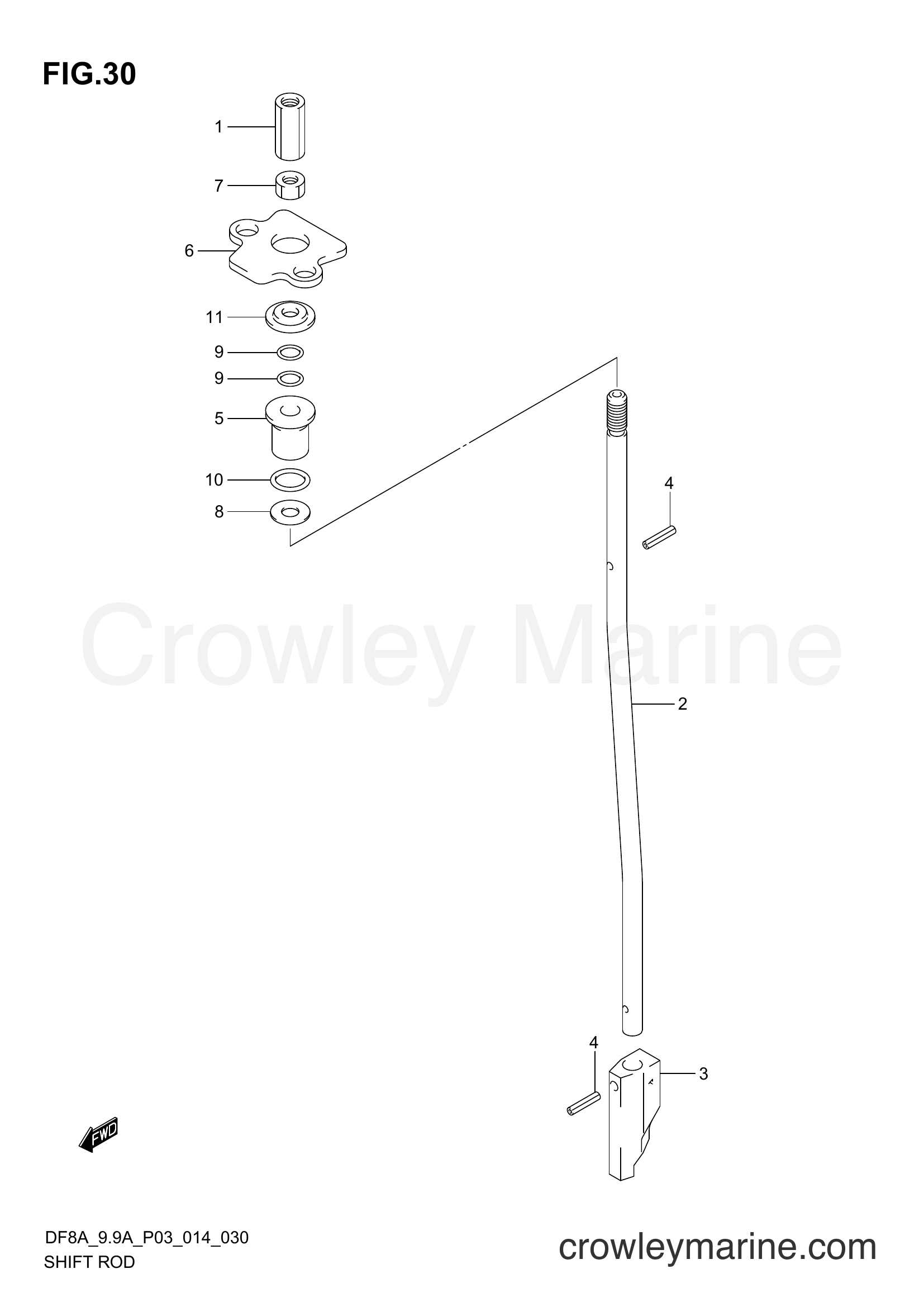 Suzuki Marine DF9.9A 410001~ - SHIFT ROD