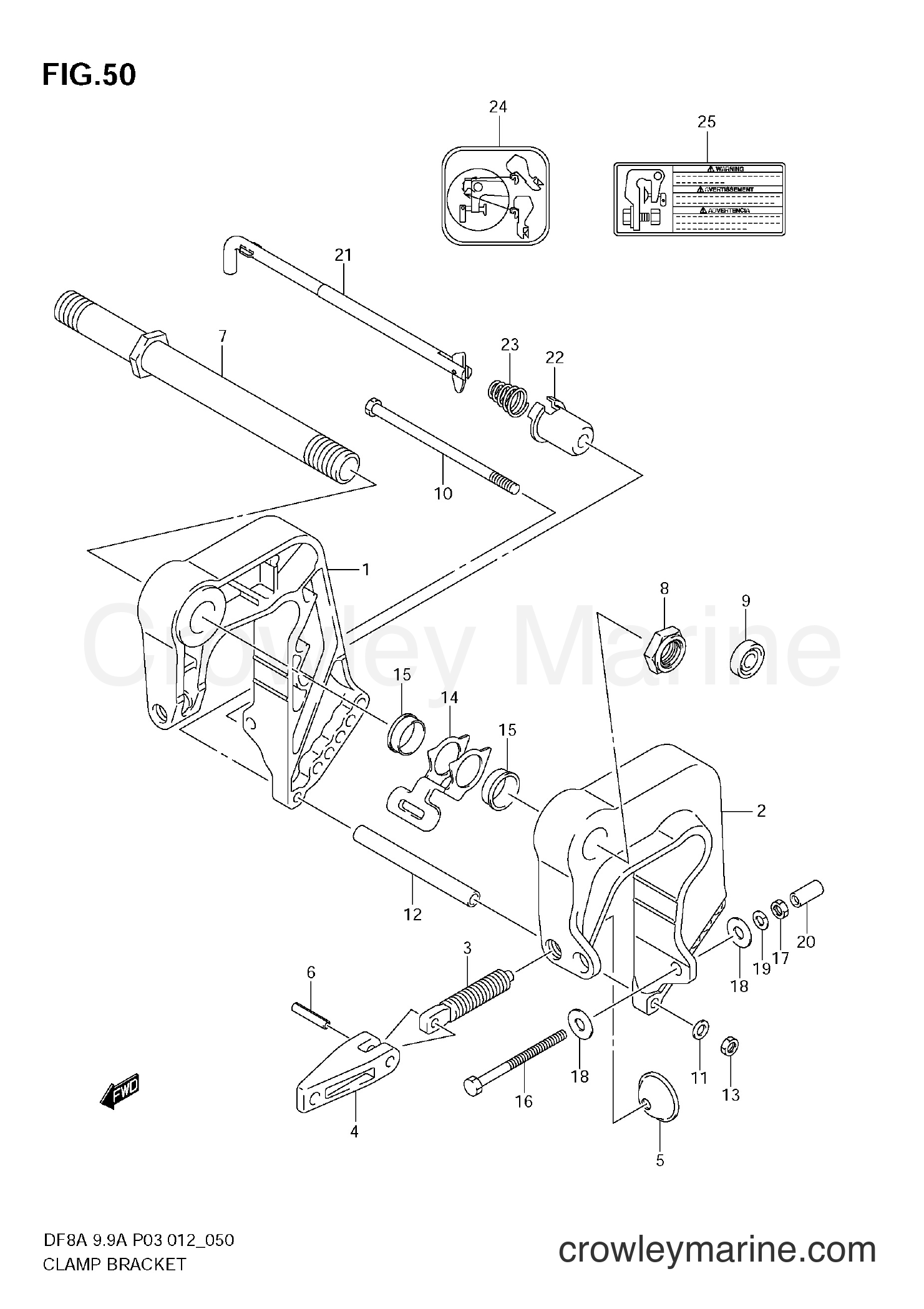 Suzuki Marine DF9.9A 00994F-210001~ - CLAMP BRACKET (DF8AR)