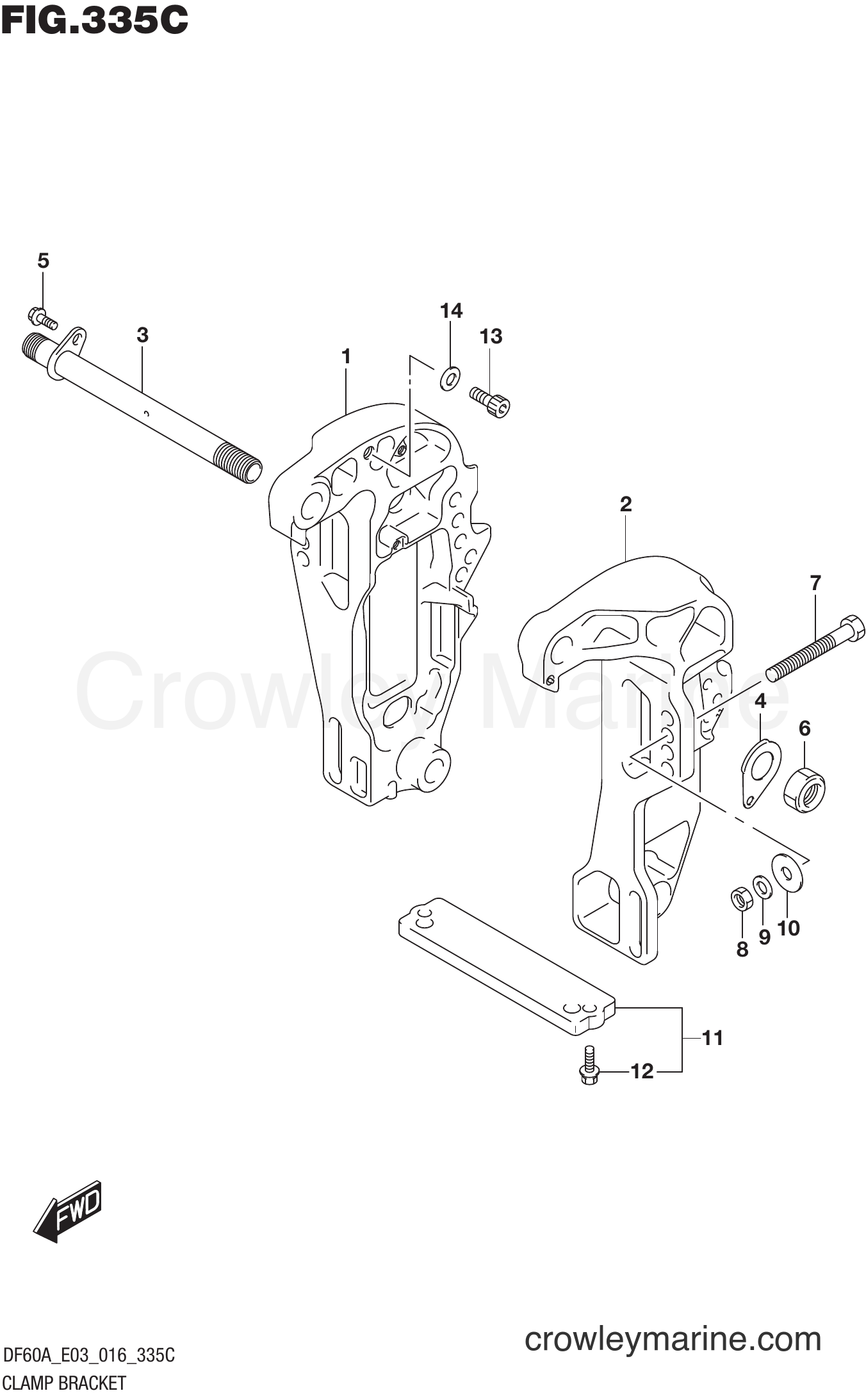 Suzuki Marine DF40AT 610001~ - CLAMP BRACKET (DF60A E03)