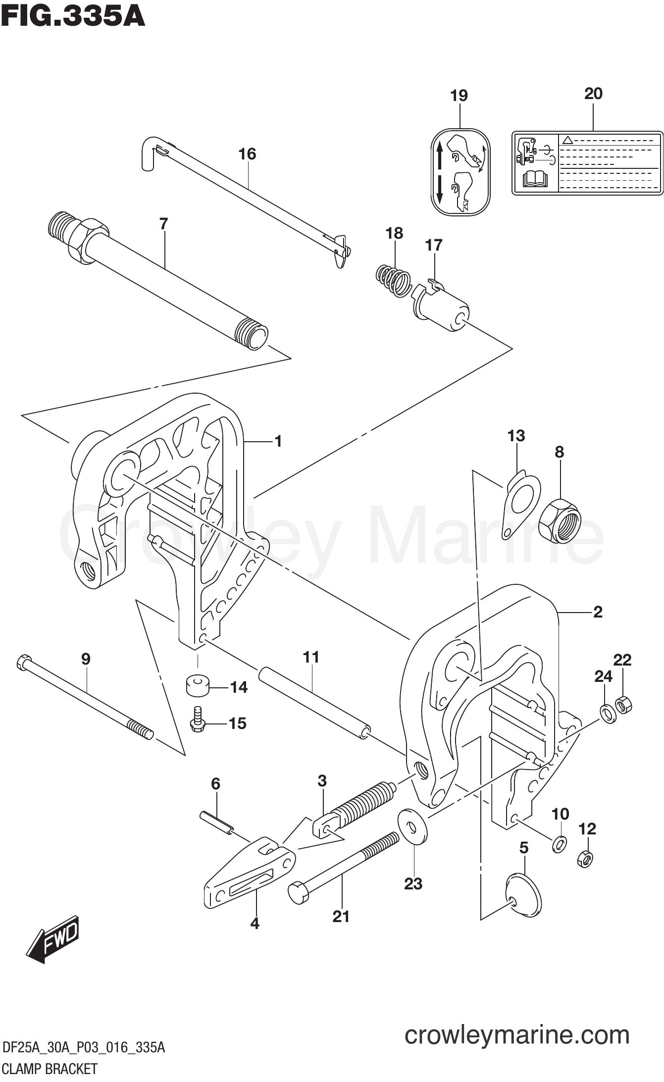 Suzuki Marine DF30A 610001~ - CLAMP BRACKET (DF25A P03)