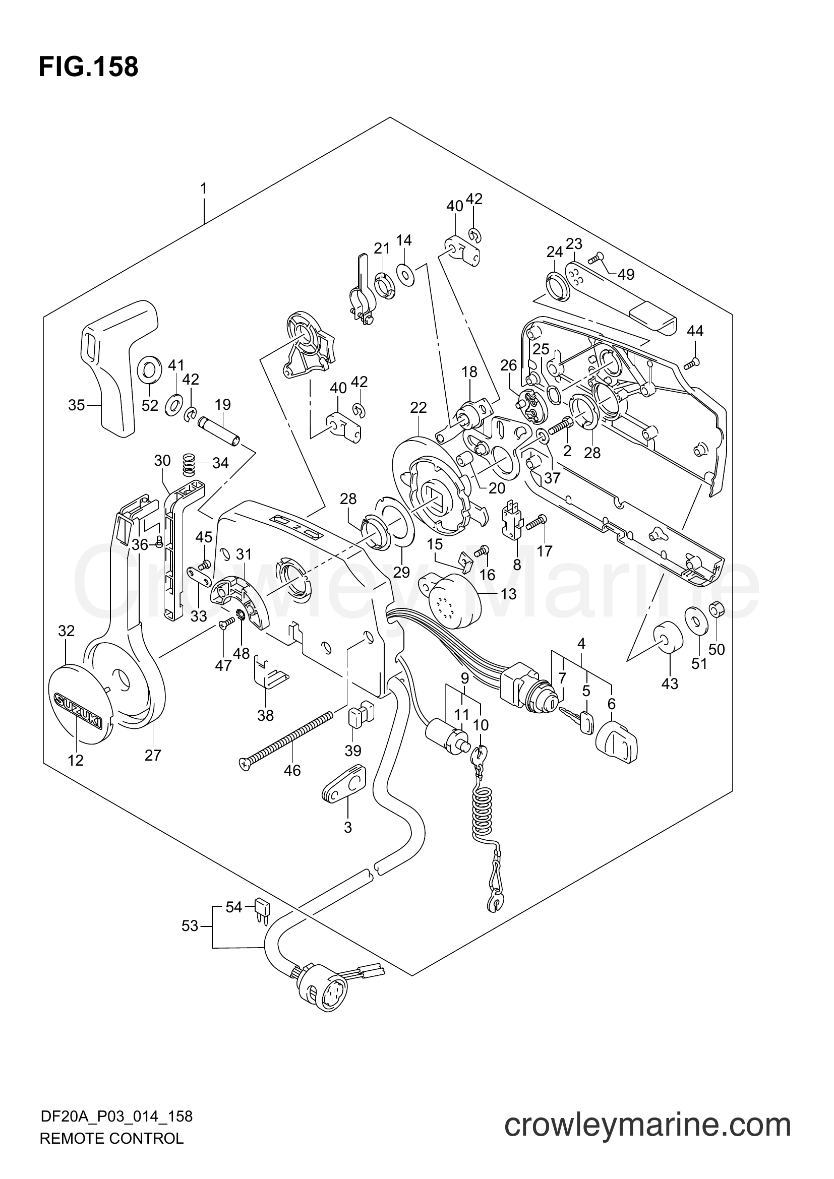 Suzuki Marine DF20A 00995F-01504 - REMOTE CONTROL (DF20AR P03)