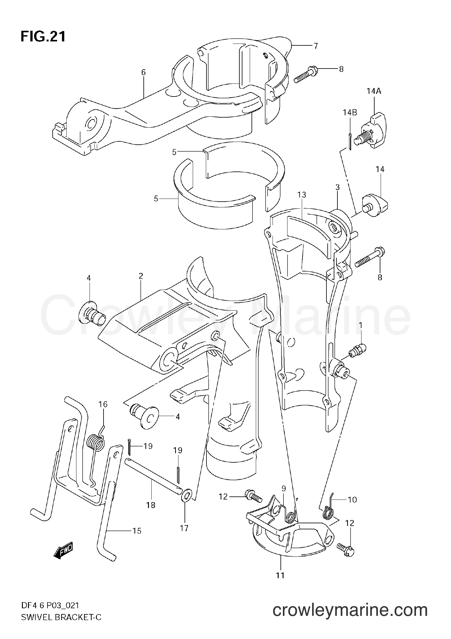 Suzuki Marine DF6 - SWIVEL BRACKET