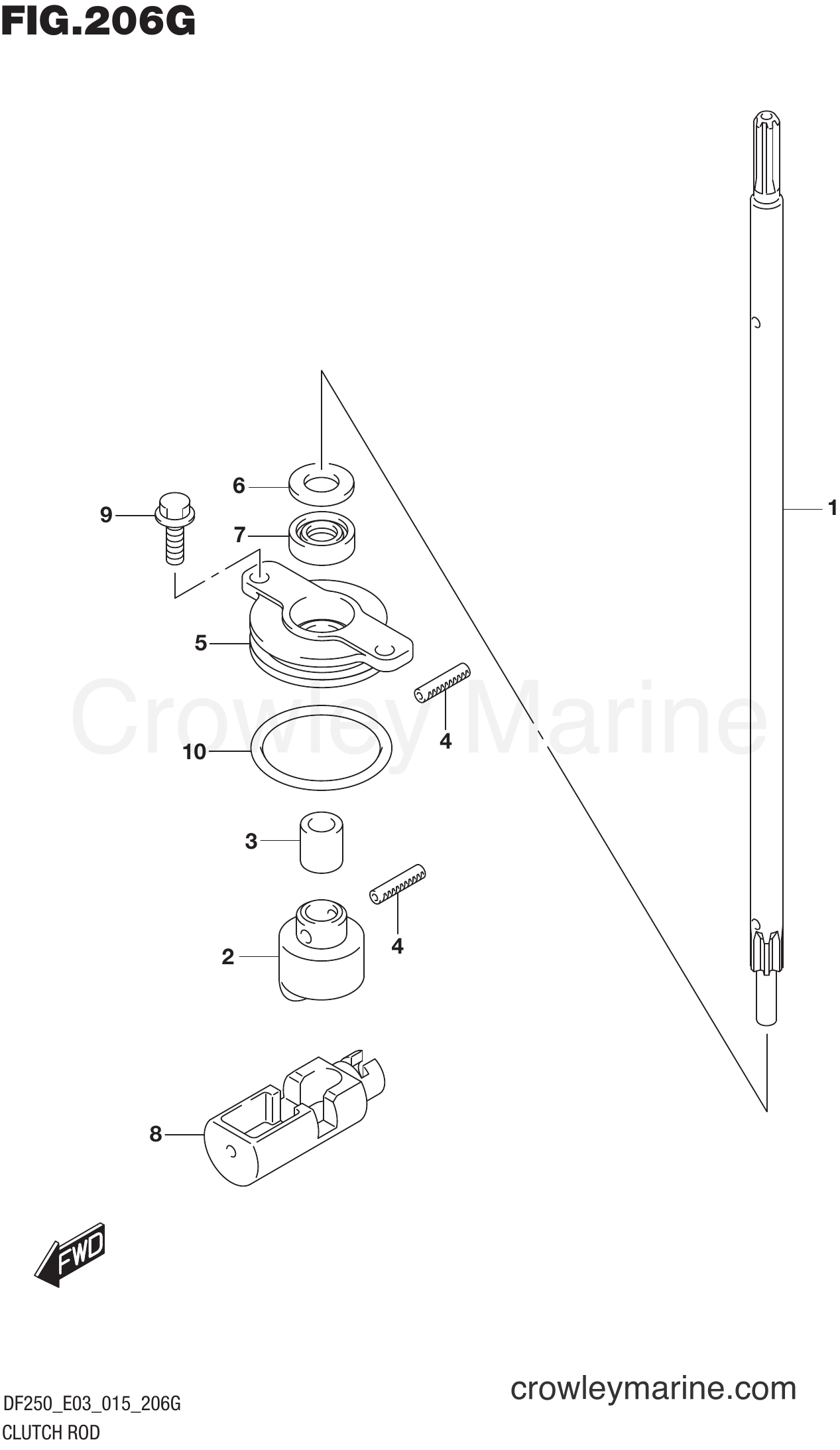 Suzuki Marine DF200Z 51001~ - CLUTCH ROD (DF250ST E03)