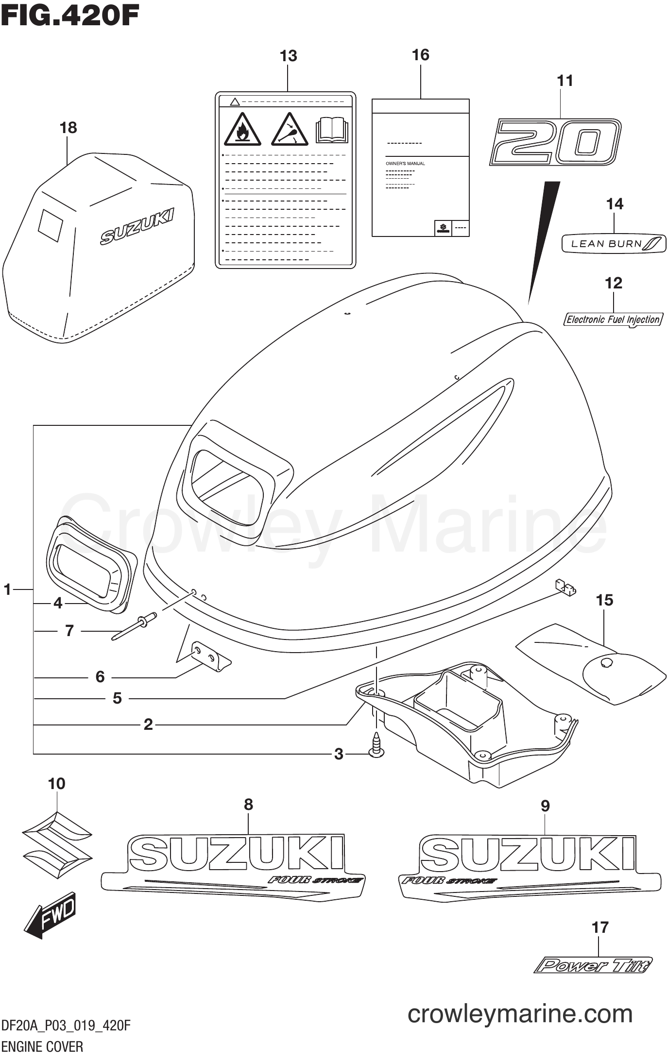 Suzuki Marine DF20A 910001~ - ENGINE COVER (DF20AT)(DF20ATH)