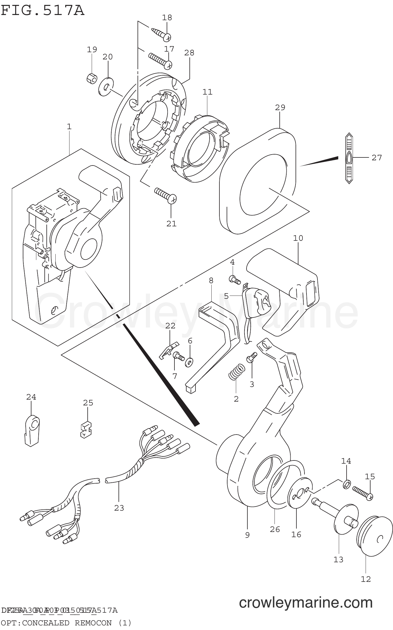 Suzuki Marine DF25AQH 510001~ - OPT:CONCEALED REMOCON (1) (DF25AR P03)