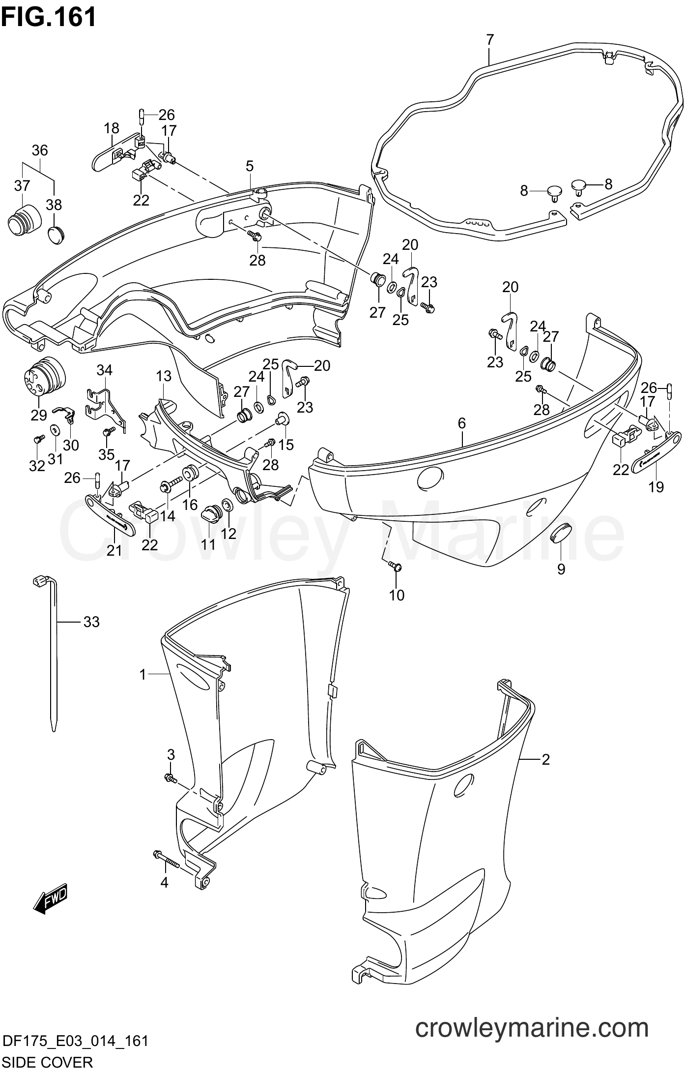 Suzuki Marine DF150 41001~ - SIDE COVER (DF175T E03)