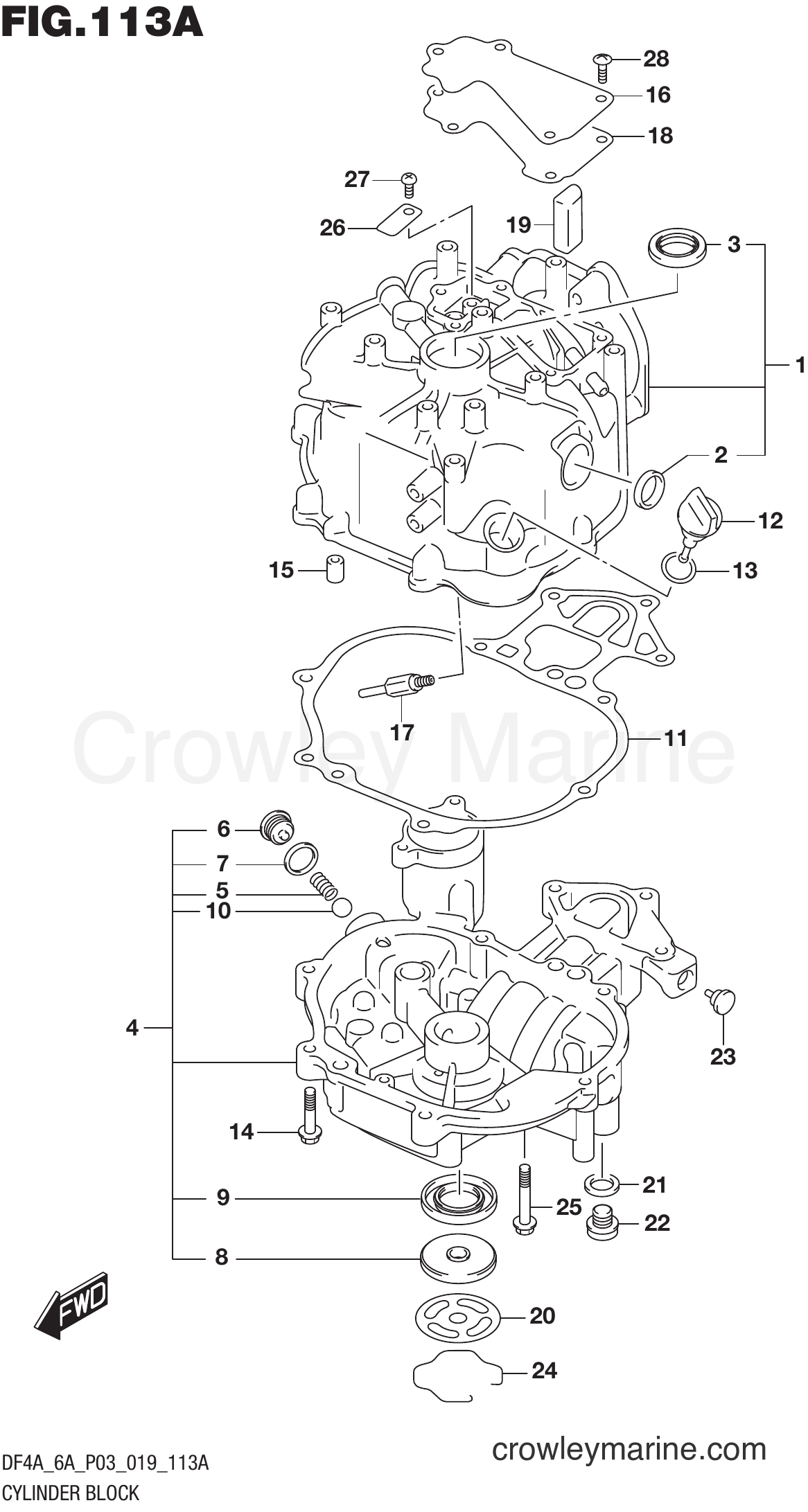 Suzuki Marine DF6A 9100011~ - CYLINDER BLOCK