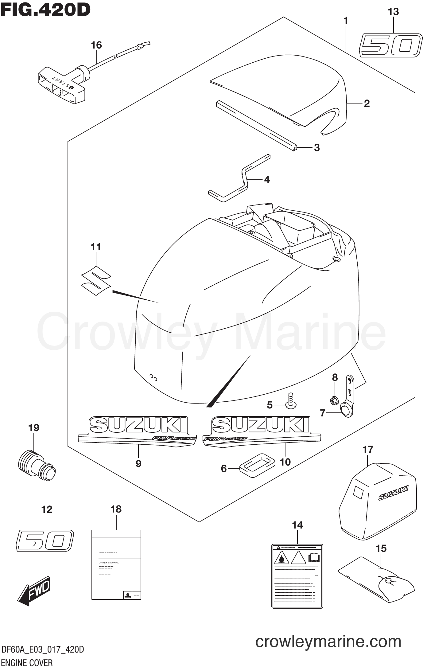 Suzuki Marine DF40A 710001~ - ENGINE COVER (DF50AVT E03)