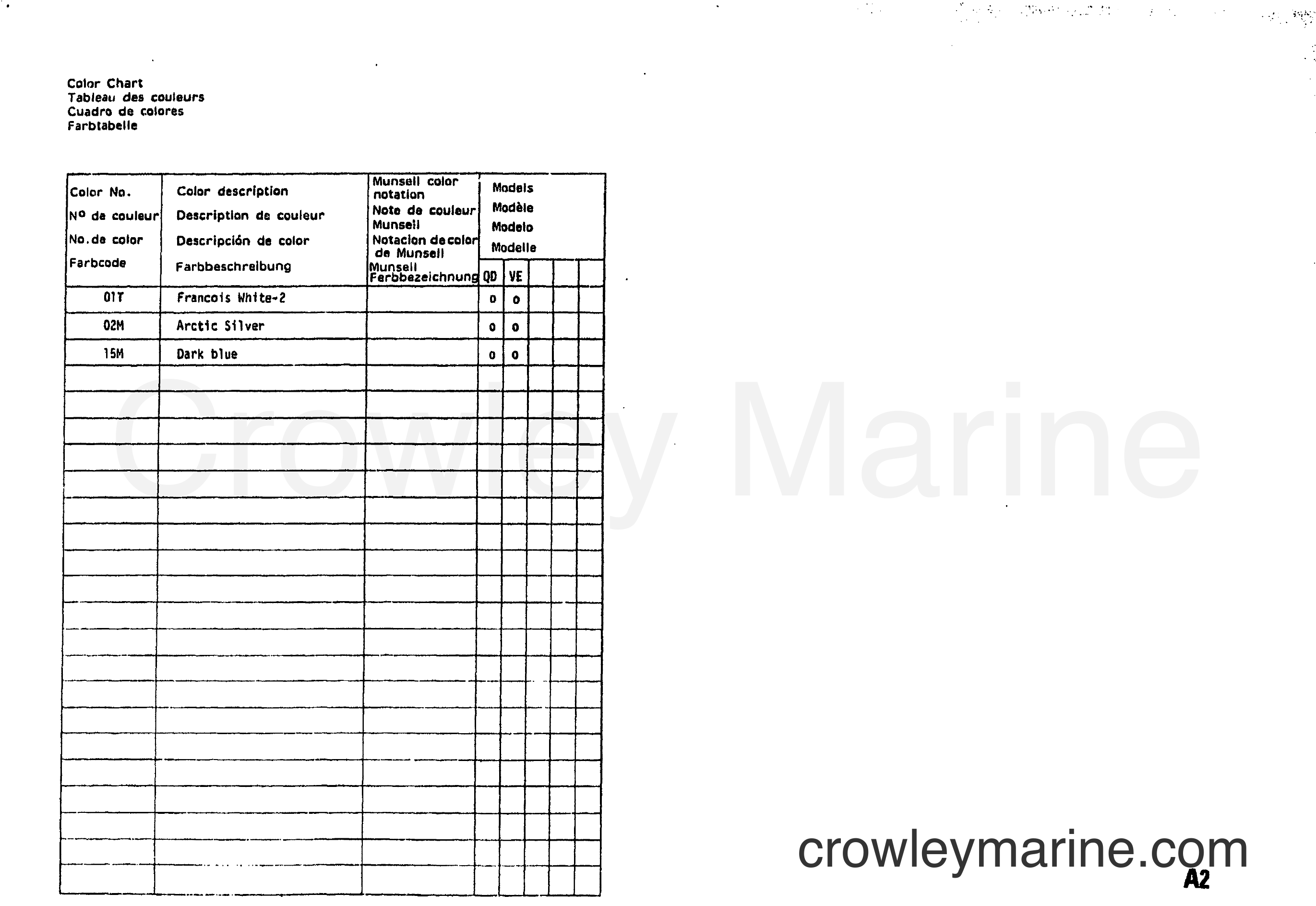 Suzuki Marine DT140 - COLOR CHART