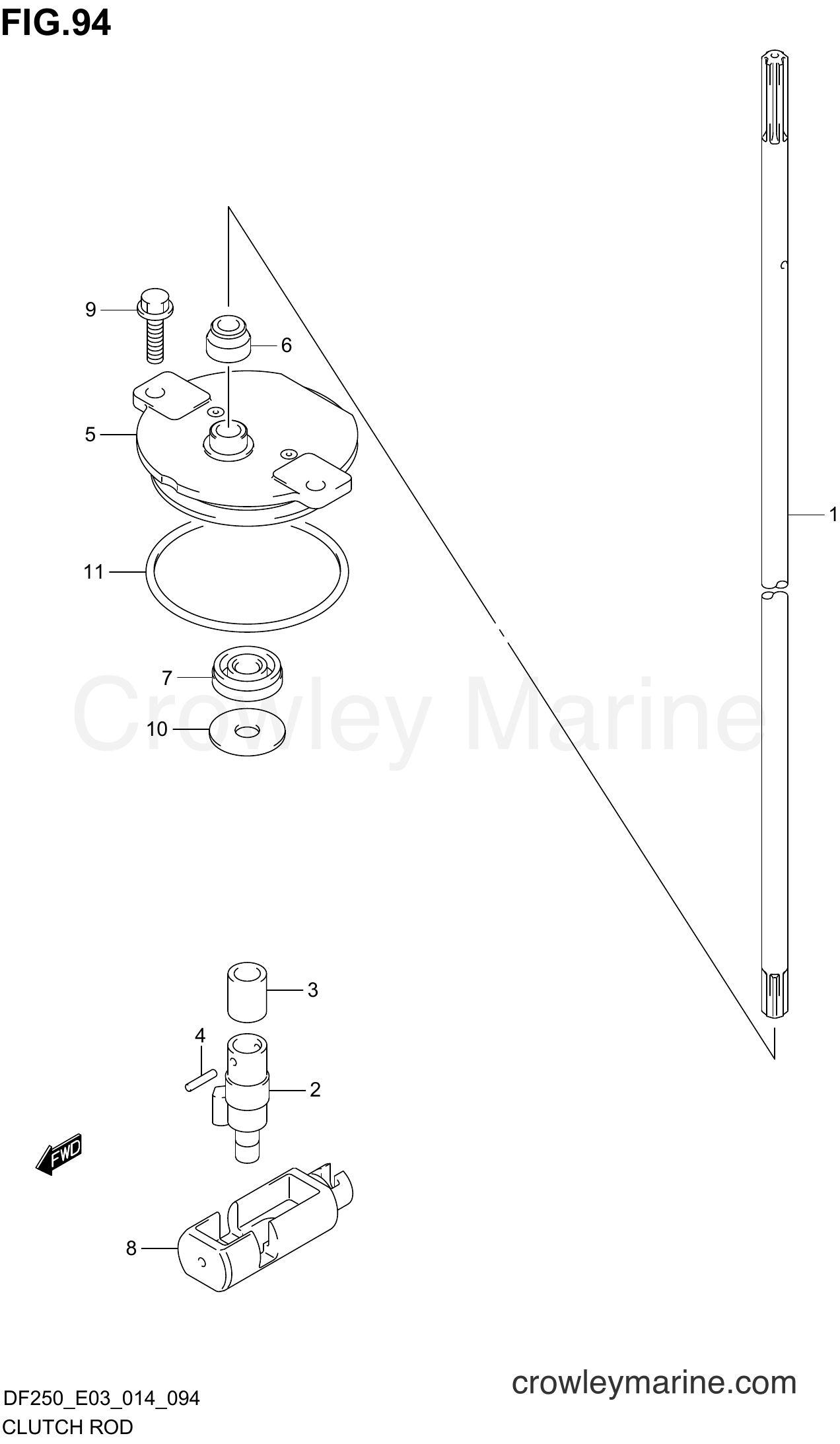 Suzuki Marine DF225 410001~ - CLUTCH ROD (DF225Z E03)