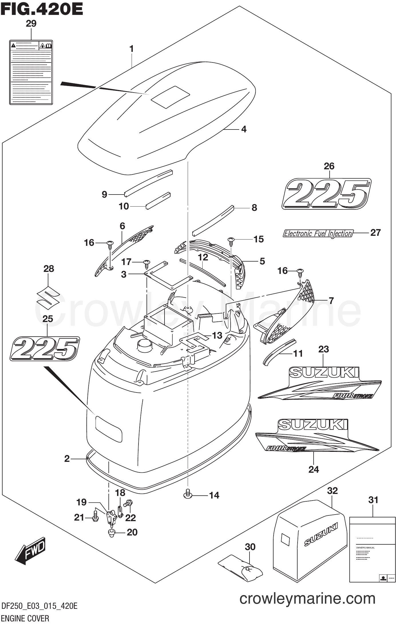 Suzuki Marine DF225Z 51001~ - ENGINE COVER (FOR 0EP) (DF225T E03)