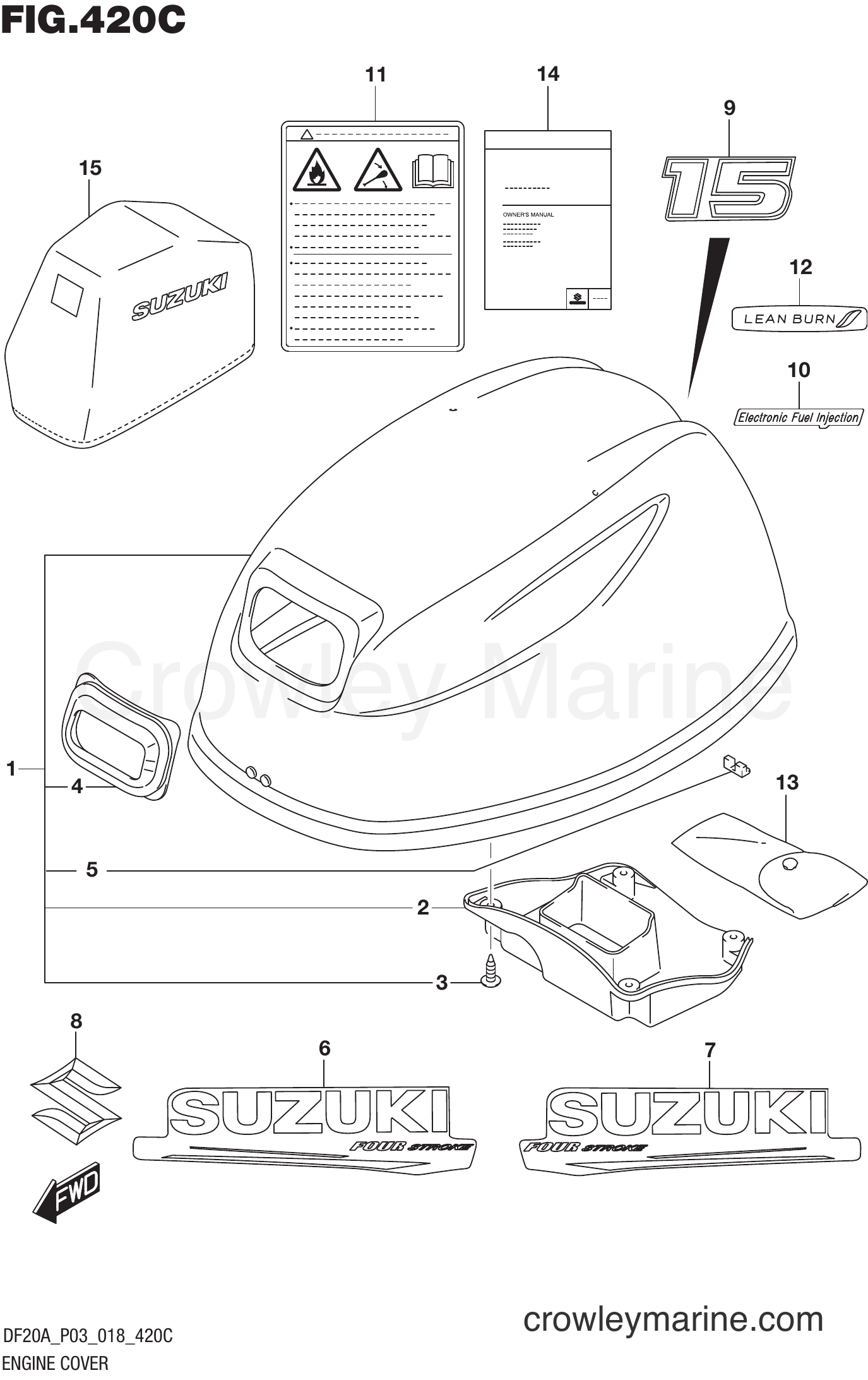 Suzuki Marine DF20A 810001~ - ENGINE COVER (DF15A)