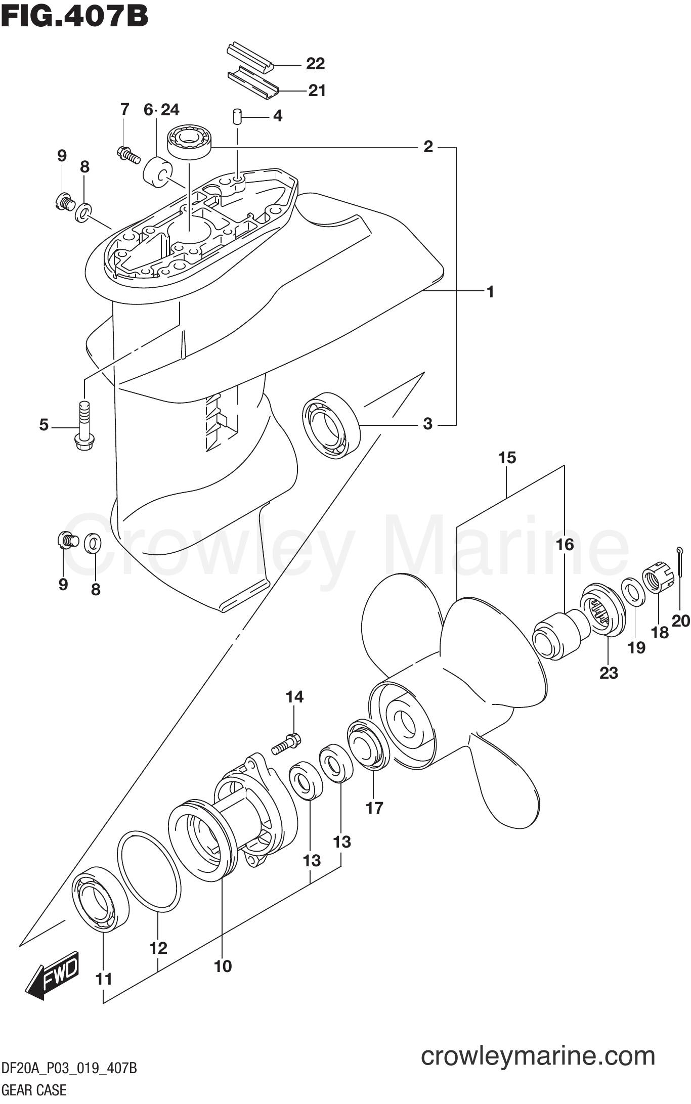 Suzuki Marine DF20ATH 910001~ - GEAR CASE (4 BLADE) (DF15A)(DF20A)(DF20AT)(DF20ATH)