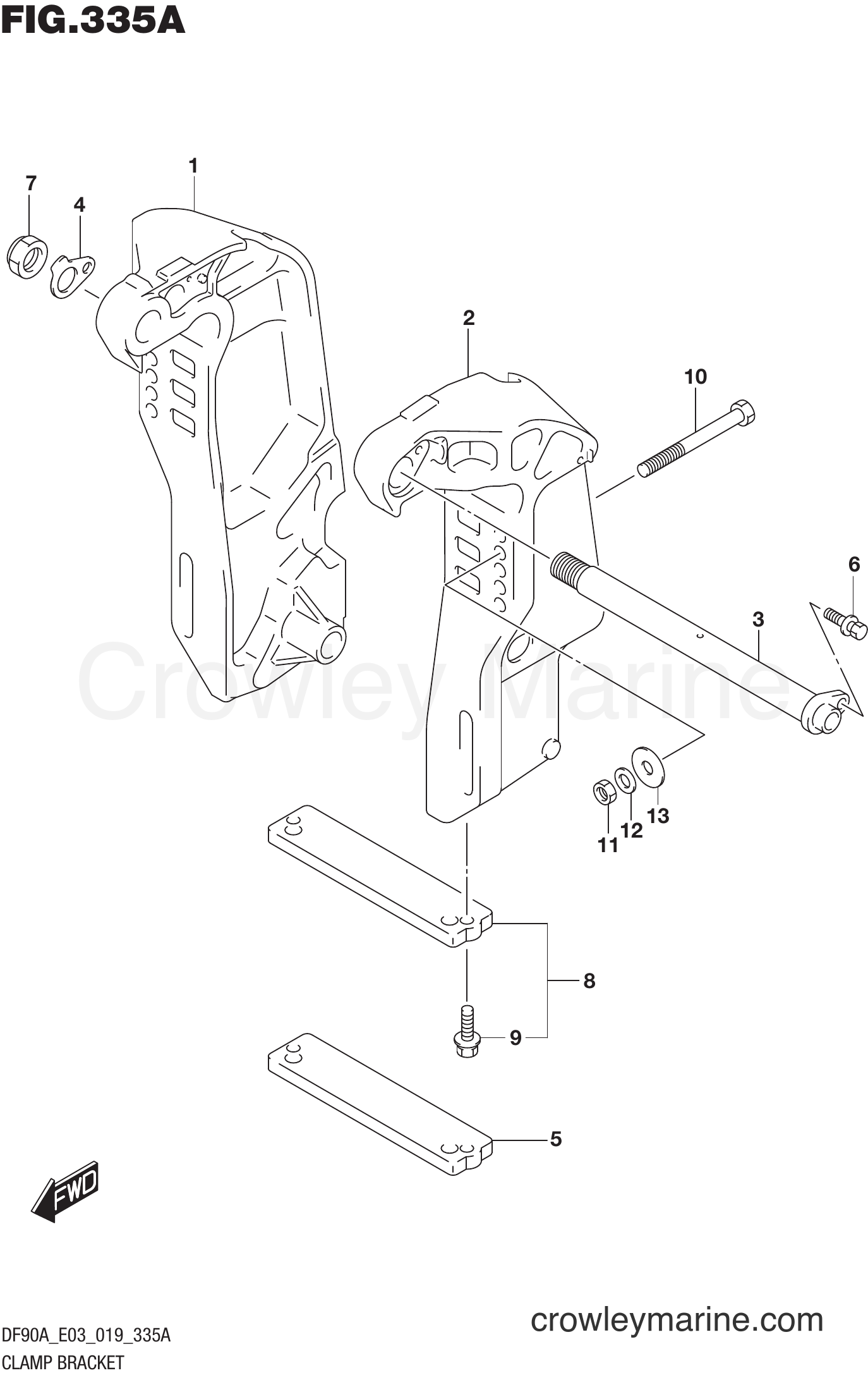 Suzuki Marine DF70A 910001~ - CLAMP BRACKET