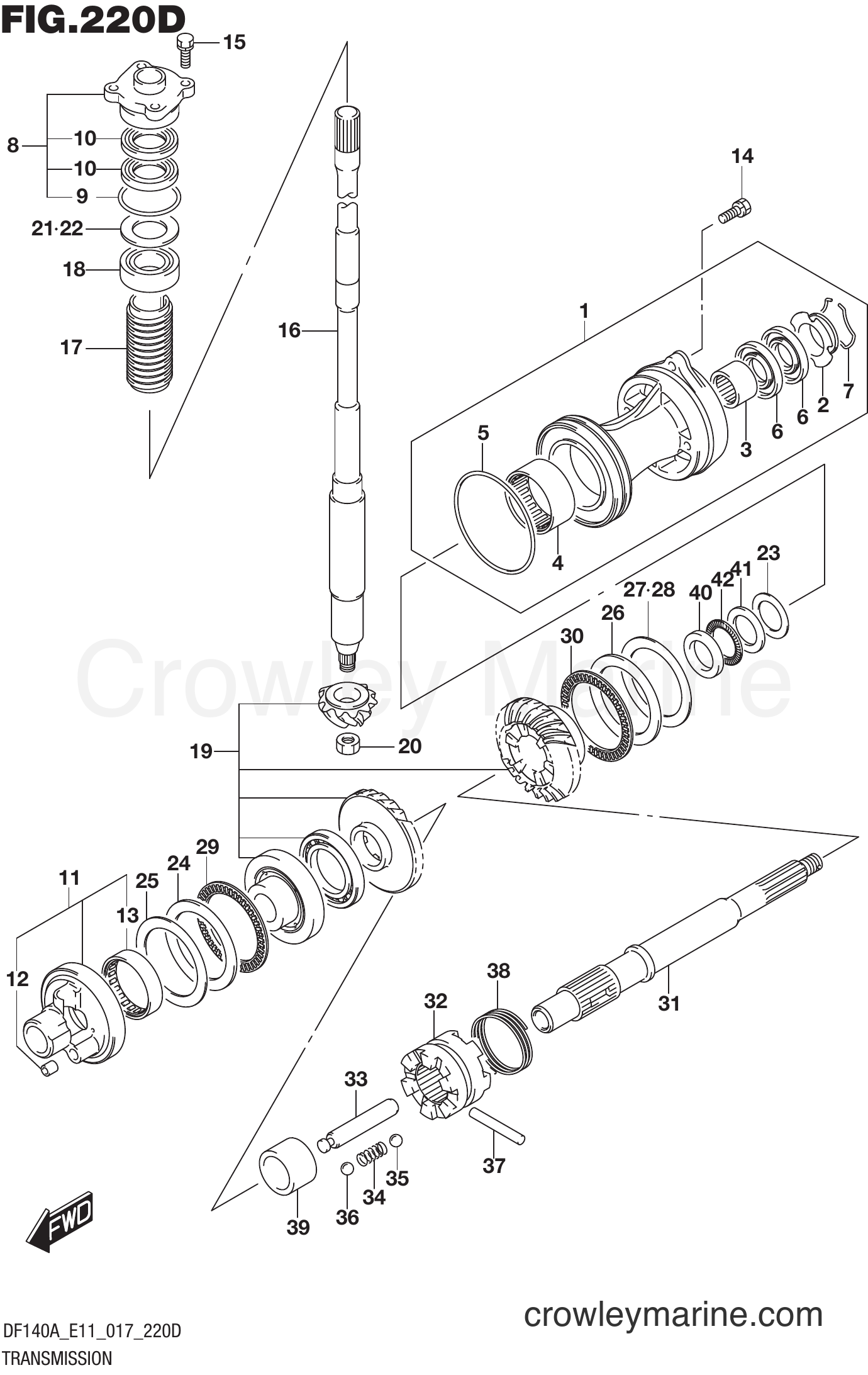 Suzuki Marine DF115AT 710001~ - TRANSMISSION (DF115AZ E11)