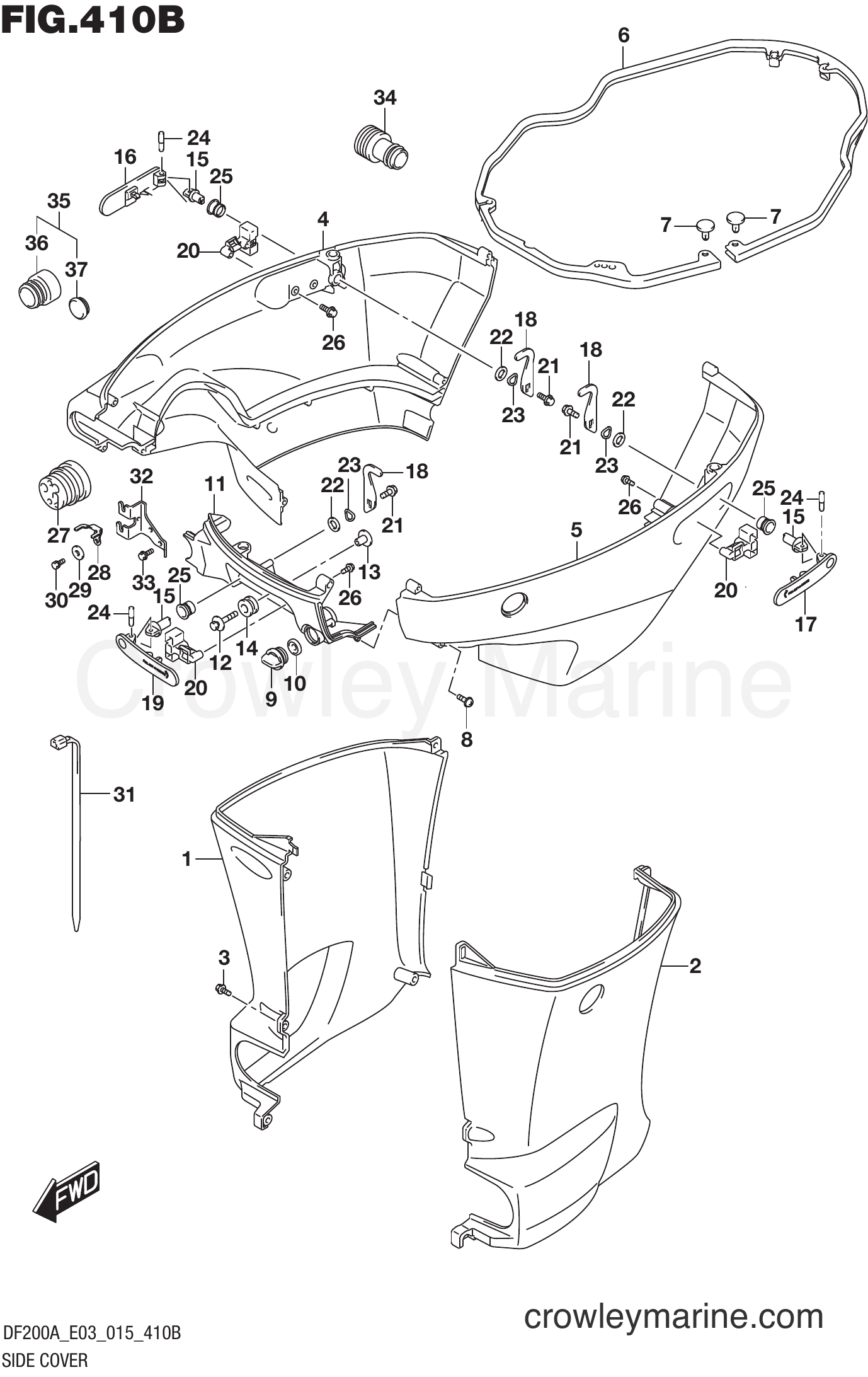 Suzuki Marine DF200AT 510001~ - SIDE COVER (DF200AZ E03)