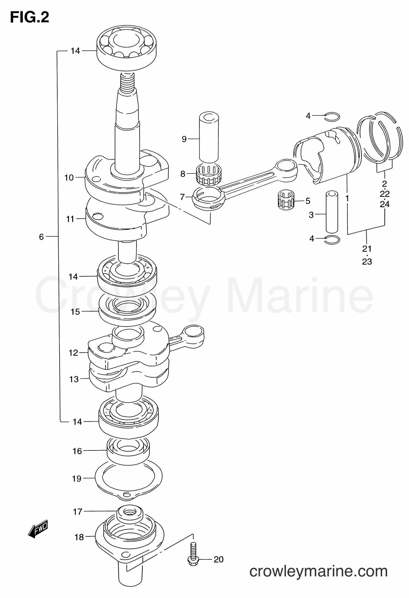 1986 Two-Stroke Outboard 6 - DT6 - CRANKSHAFT