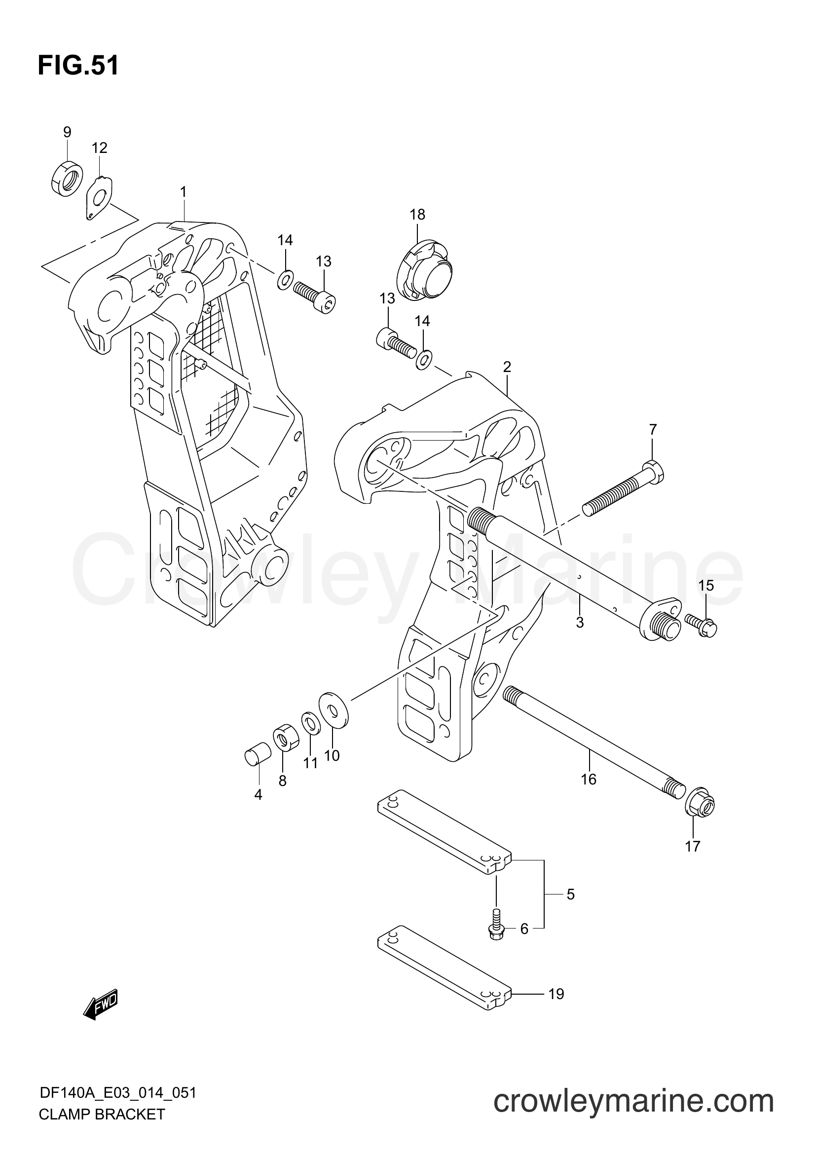 Suzuki Marine DF100 410001~ - CLAMP BRACKET (DF100AT E03)