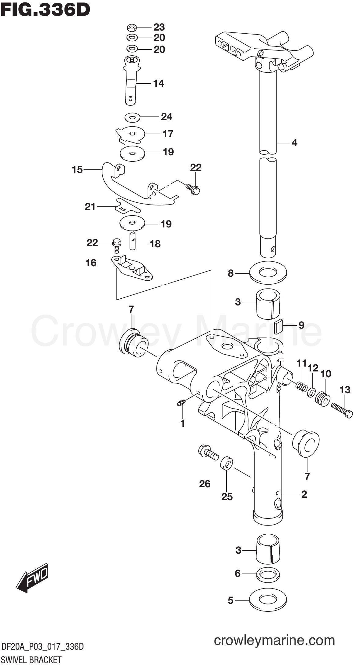 Suzuki Marine DF9.9BT 710001~ - SWIVEL BRACKET (DF9.9BTH P03)