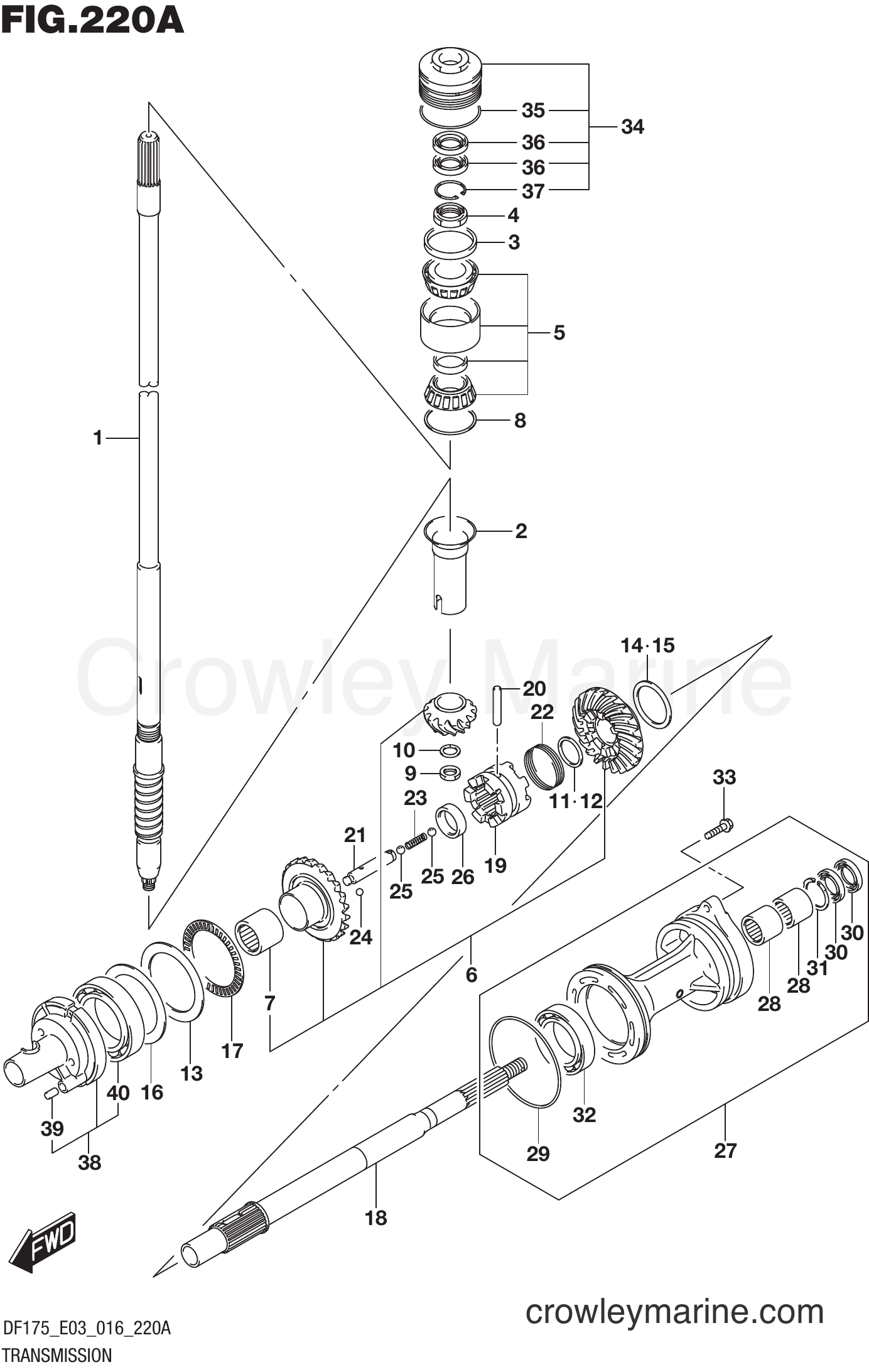 Suzuki Marine DF175 610001~ - TRANSMISSION (DF150T E03)