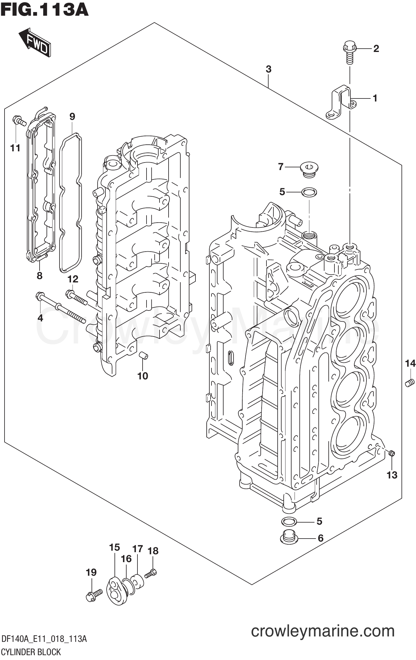Suzuki Marine DF100AT 810001~ - CYLINDER BLOCK