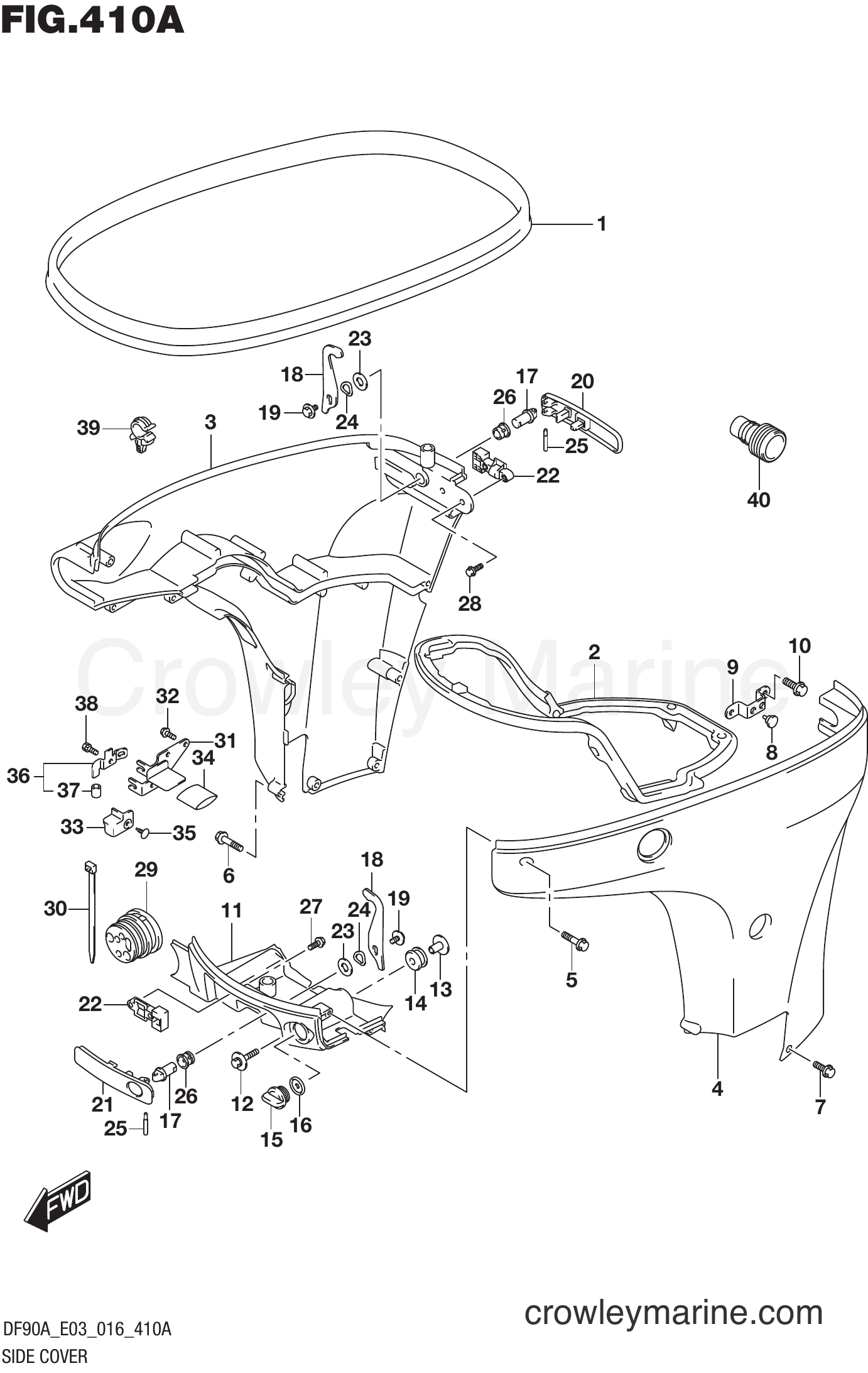 Suzuki Marine DF90A 610001~ - SIDE COVER (DF70A E03)