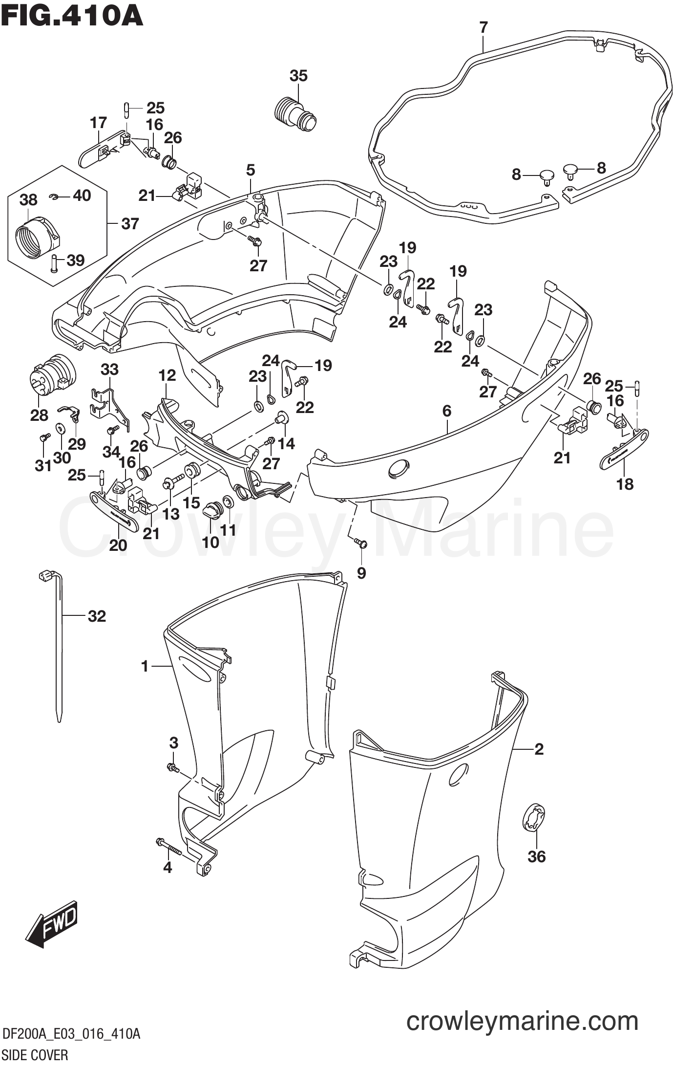 Suzuki Marine DF200AT 610001~ - SIDE COVER (DF200AT E03)