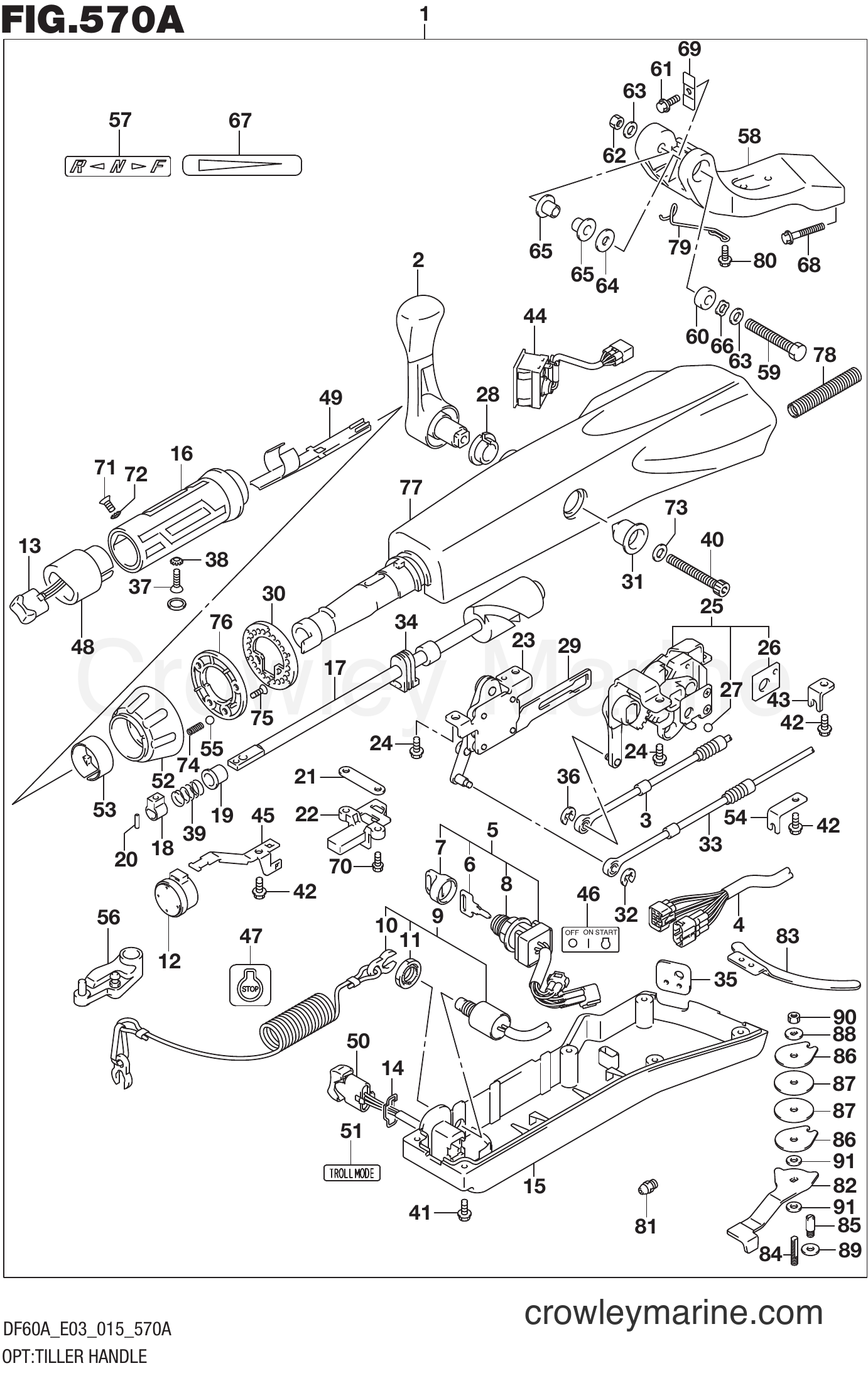 Suzuki Marine DF60AVT 510001~ - OPT:TILLER HANDLE (DF40A E03)