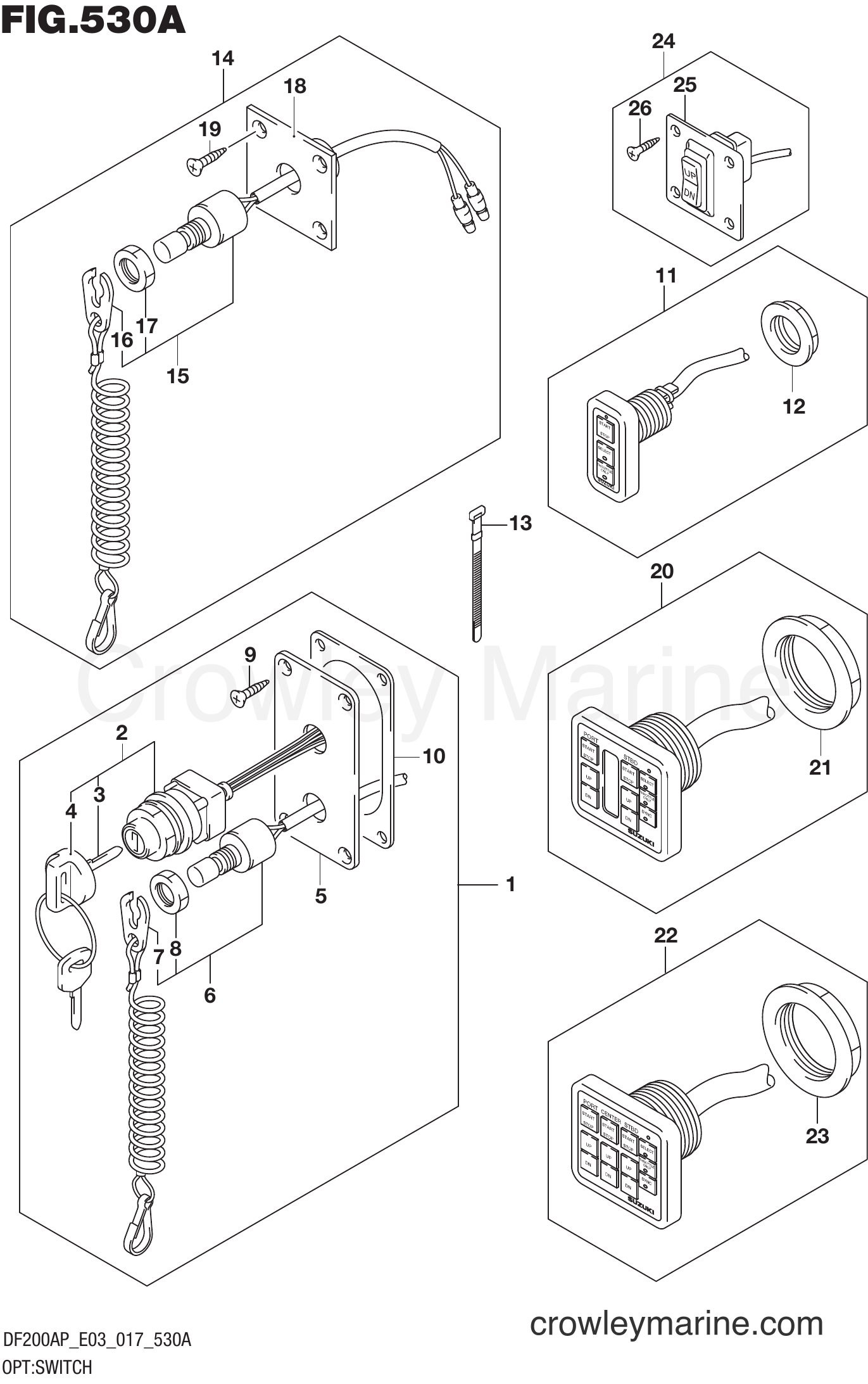 Suzuki Marine DF200AP 710001~ - OPT:SWITCH