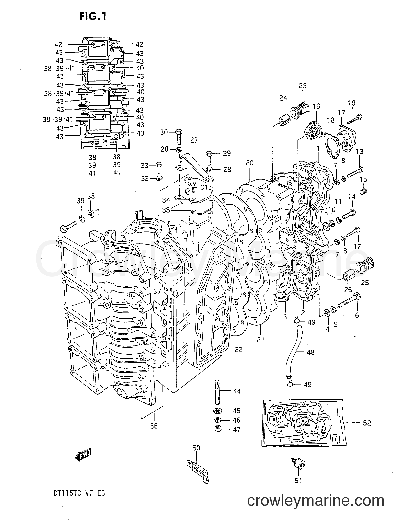 1983 Two-Stroke Outboard 115 - DT115 - CRANKCASE