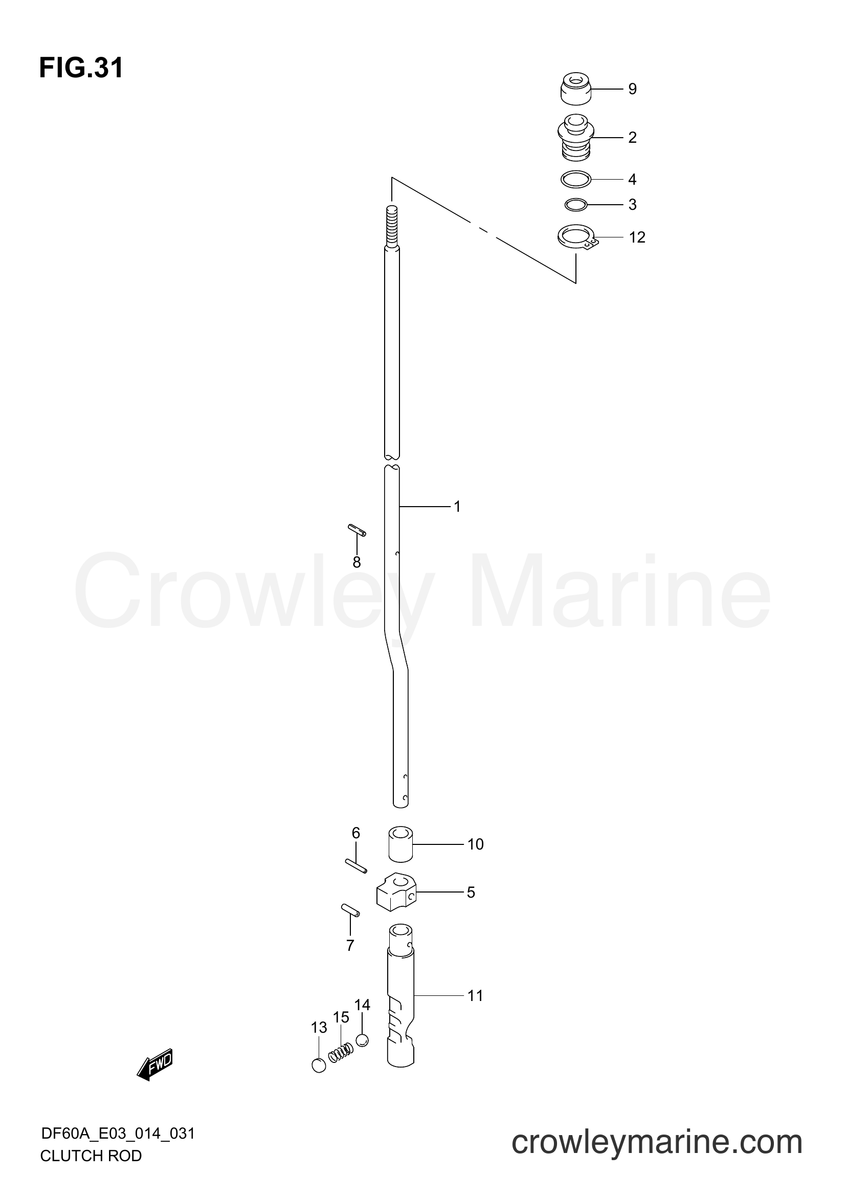 Suzuki Marine DF60A 410001~ - SHIFT ROD (DF60A E03)