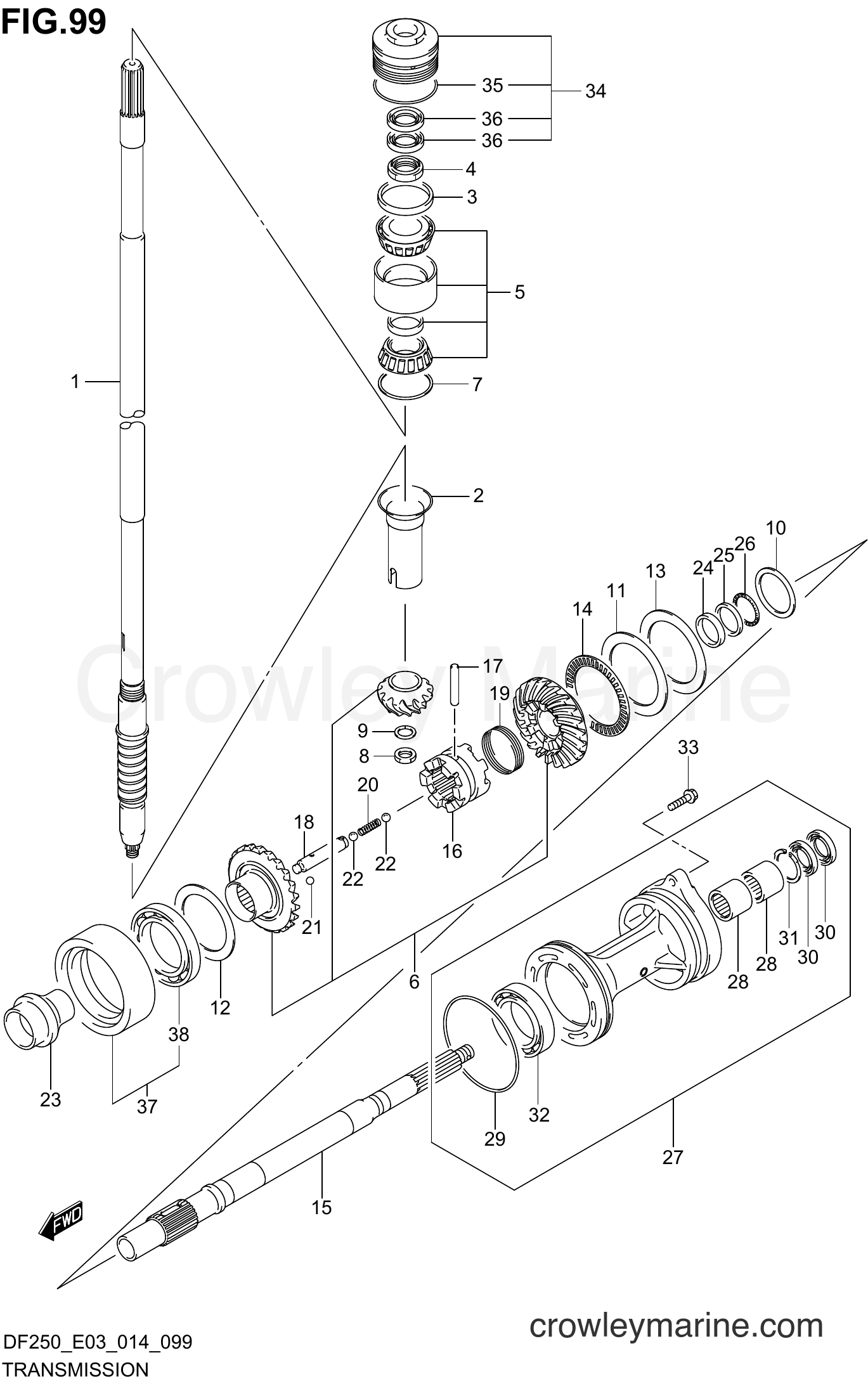 Suzuki Marine DF225 410001~ - TRANSMISSION (DF200Z E03)