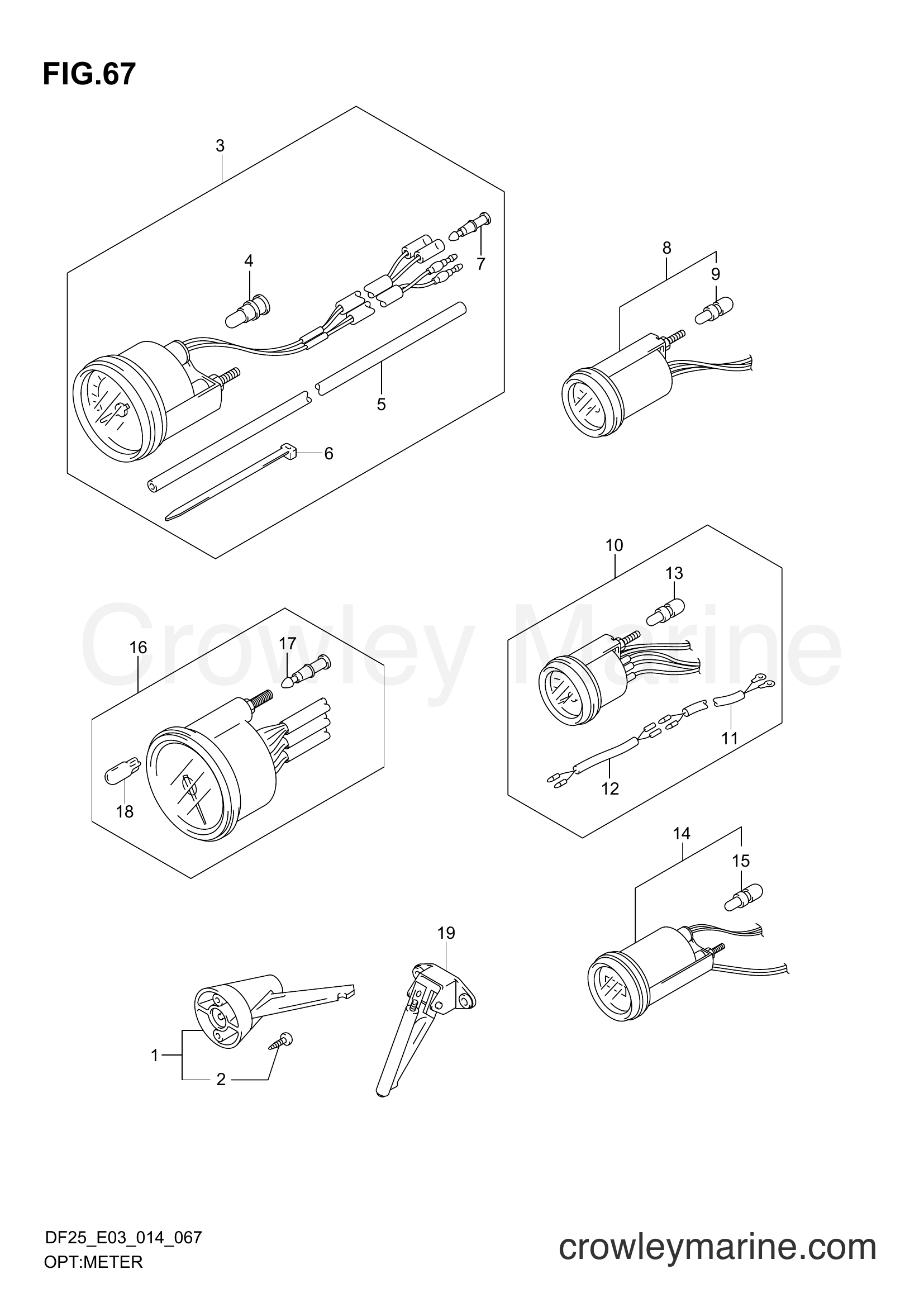 Suzuki Marine DF25 02503F-410001~ - OPT:METER (DF25R E03)