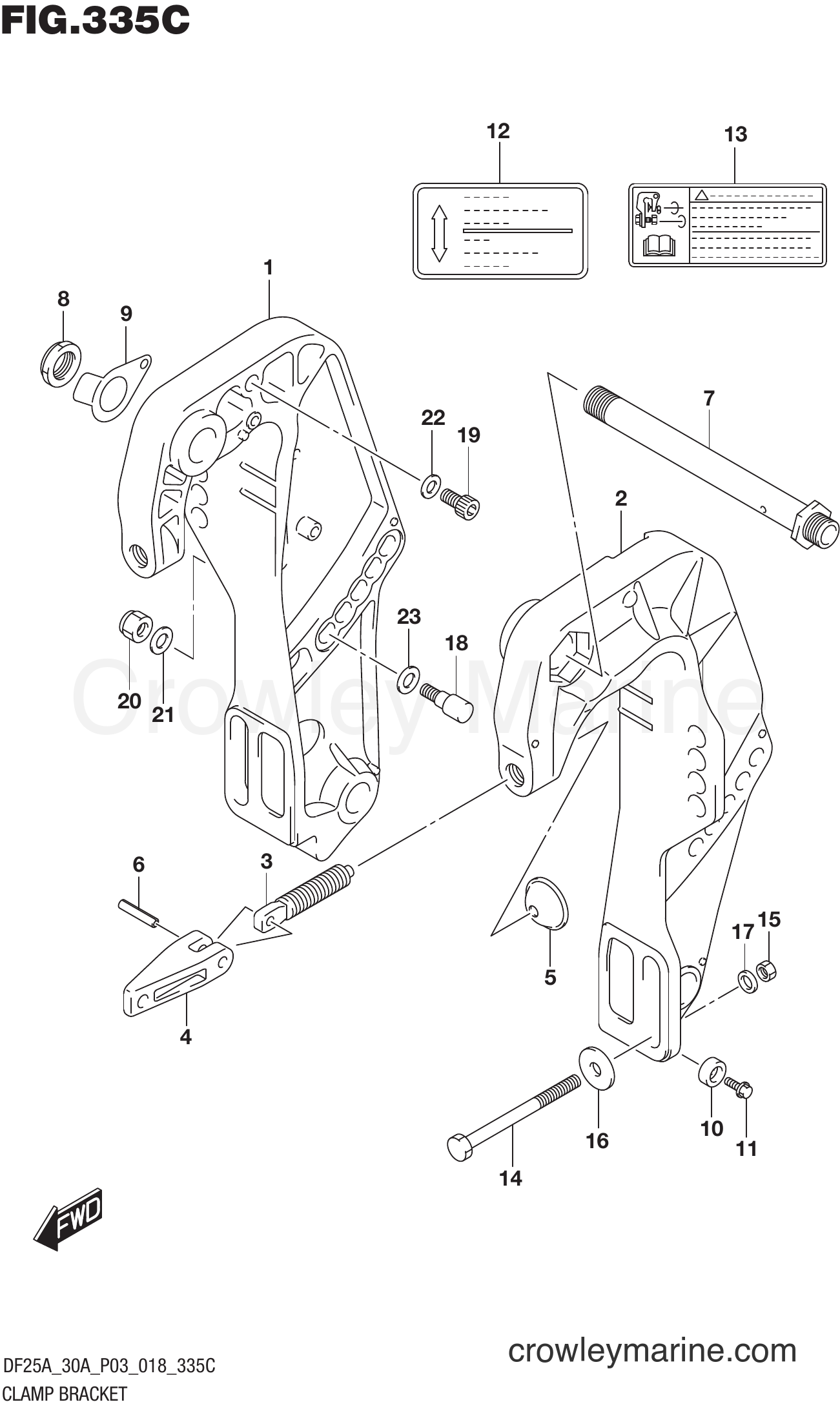 Suzuki Marine DF25ATH 810001~ - CLAMP BRACKET (DF25AQ)