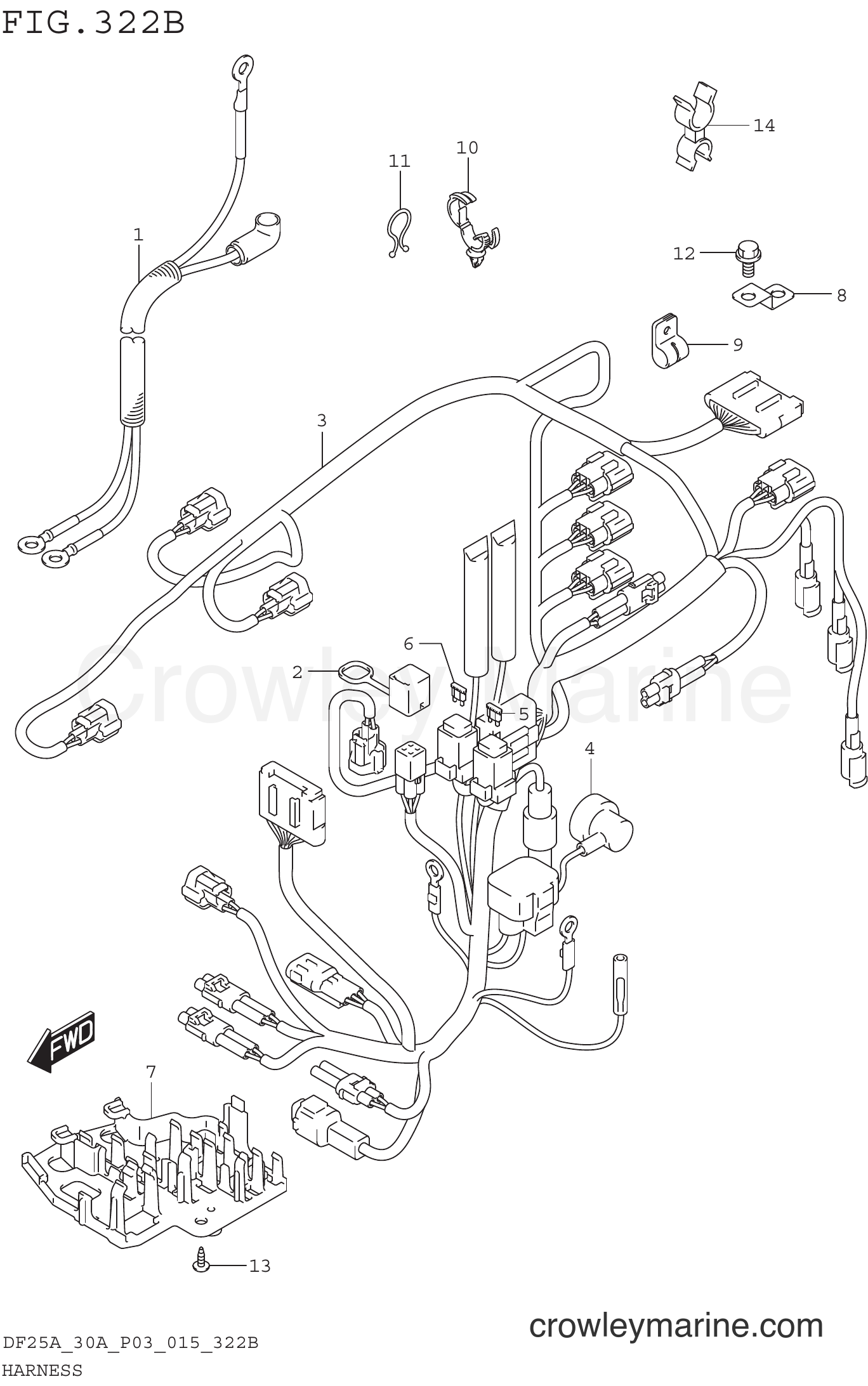 Suzuki Marine DF25AQH 510001~ - HARNESS (DF25AR P03)
