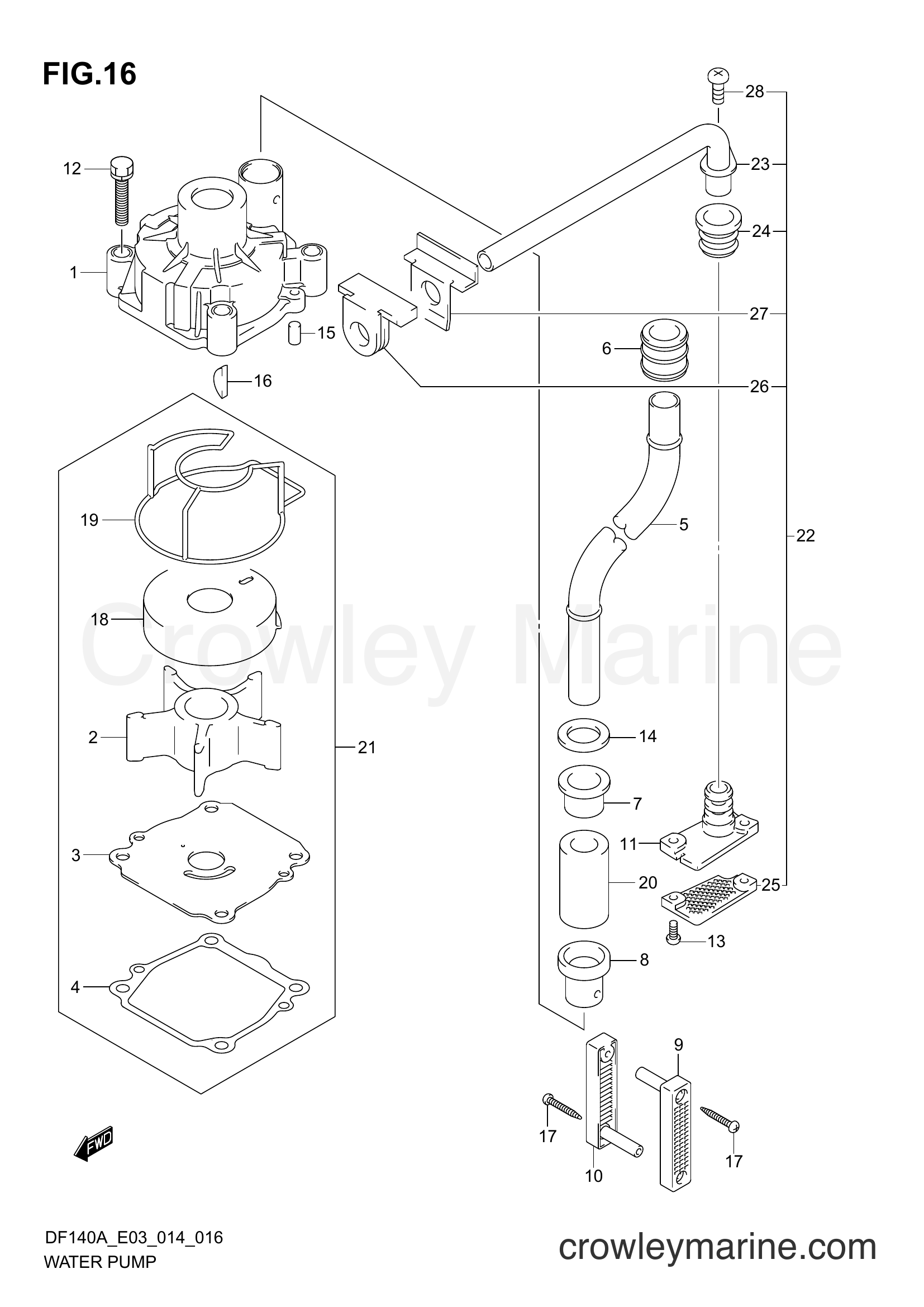 Suzuki Marine DF140AT 410001~ - WATER PUMP