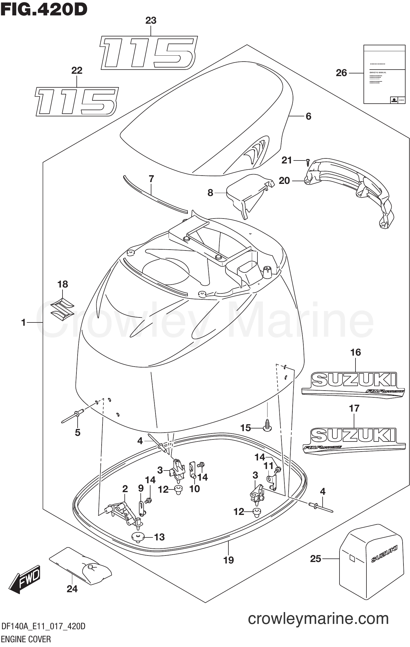 Suzuki Marine DF140AZ 710001~ - ENGINE COVER (DF115AZ E11)