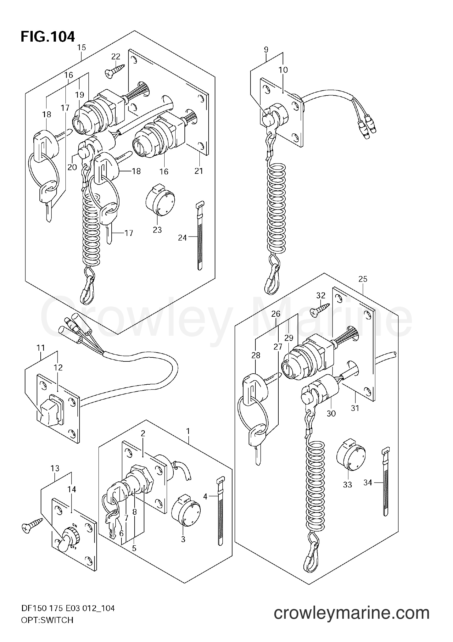 Suzuki Marine DF150 17502F-210001~ - OPT:SWITCH