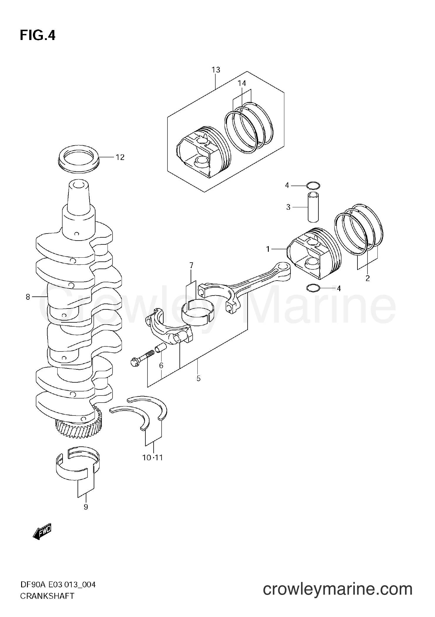 Suzuki Marine DF70A 07003F-310001~ - CRANKSHAFT