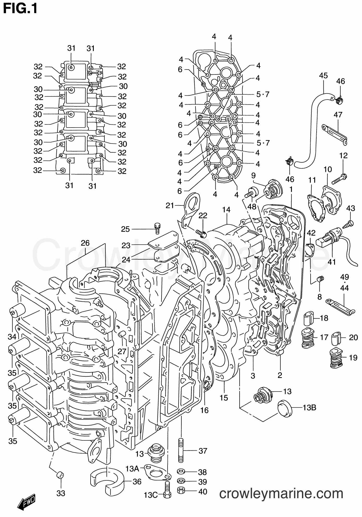 1986 Two-Stroke Outboard 115 - DT115 - CRANKCASE