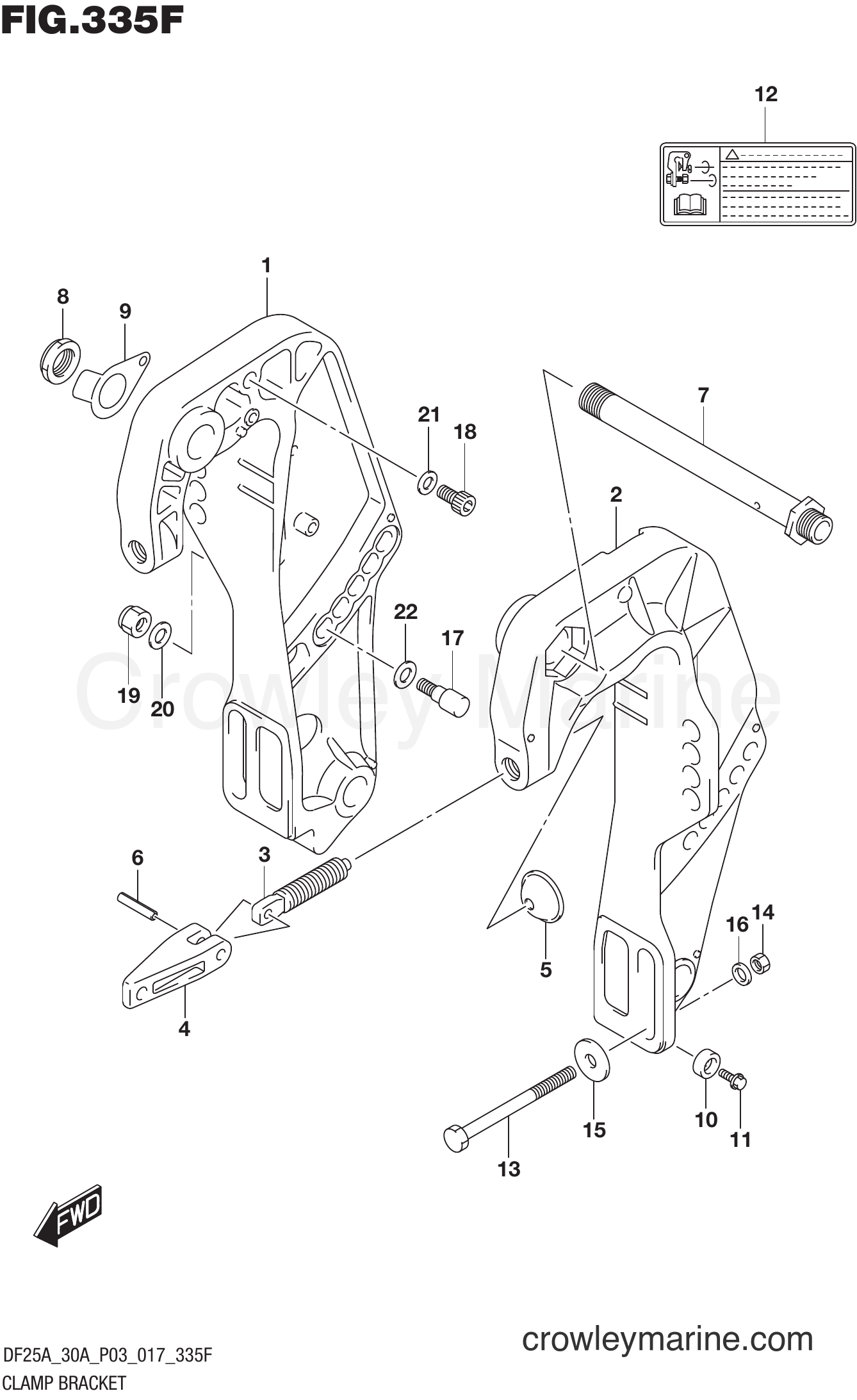 Suzuki Marine DF30A 710001~ - CLAMP BRACKET (DF30AT P03)