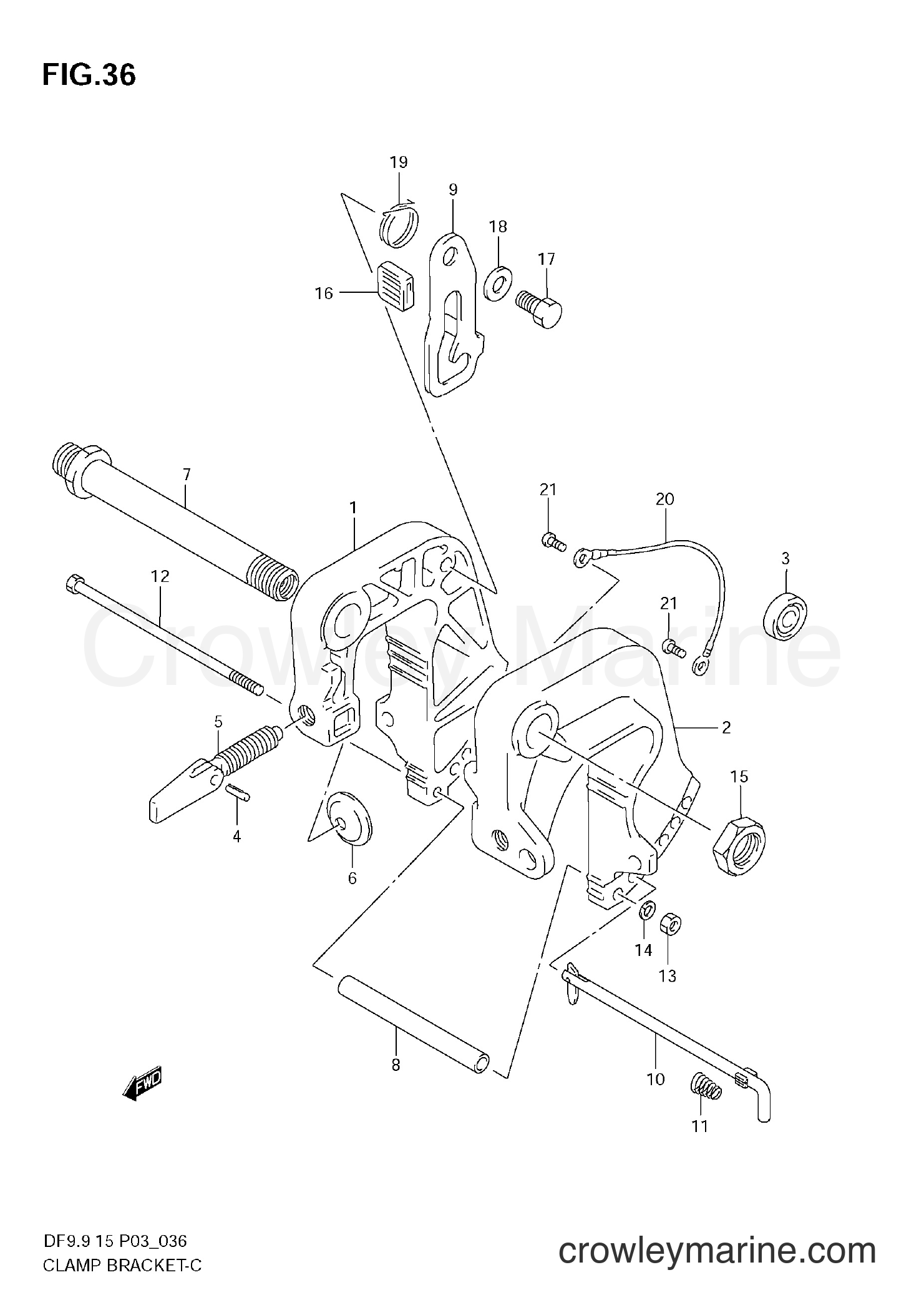 Suzuki Marine DF15 - CLAMP BRACKET