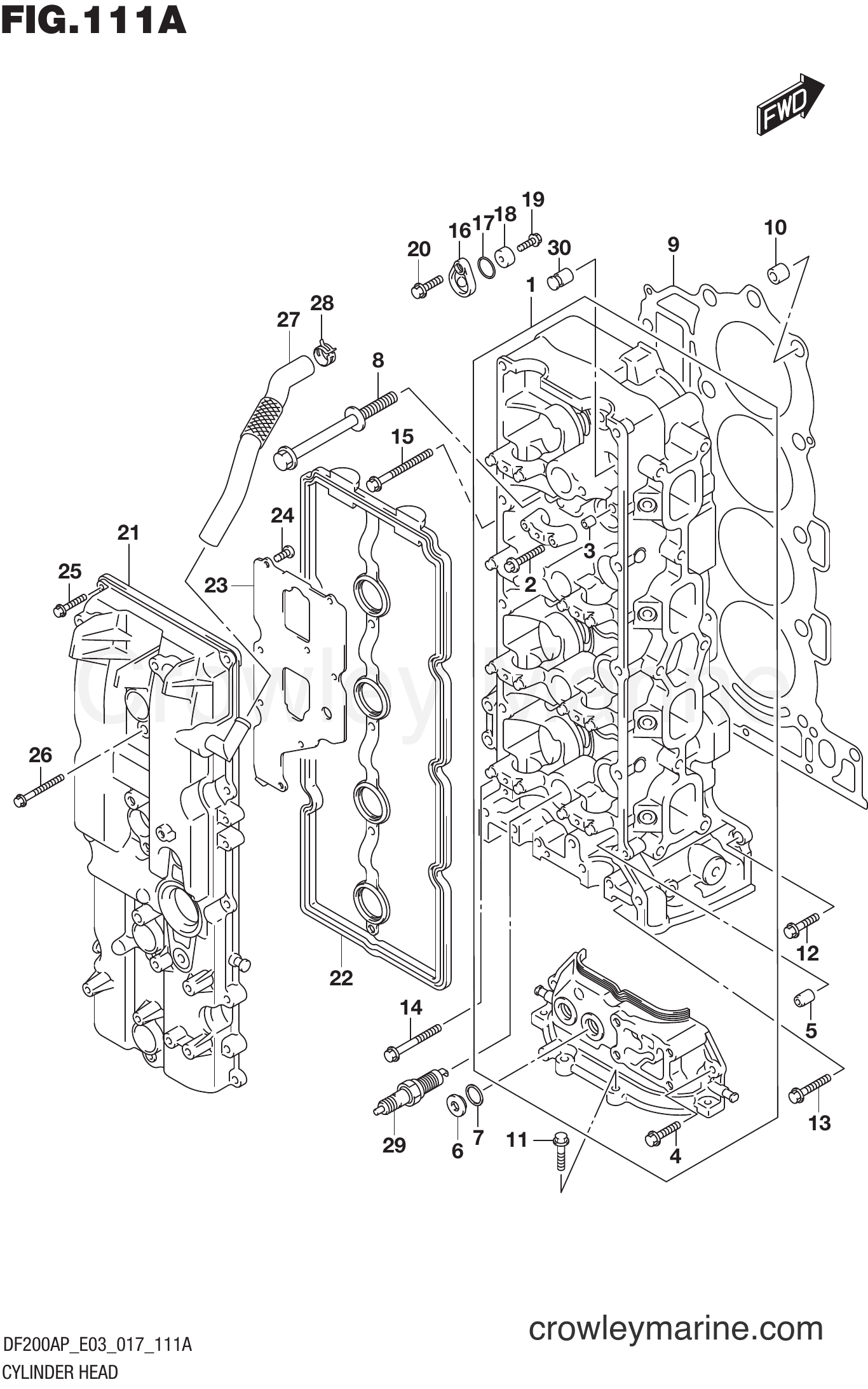 Suzuki Marine DF200AP 710001~ - CYLINDER HEAD