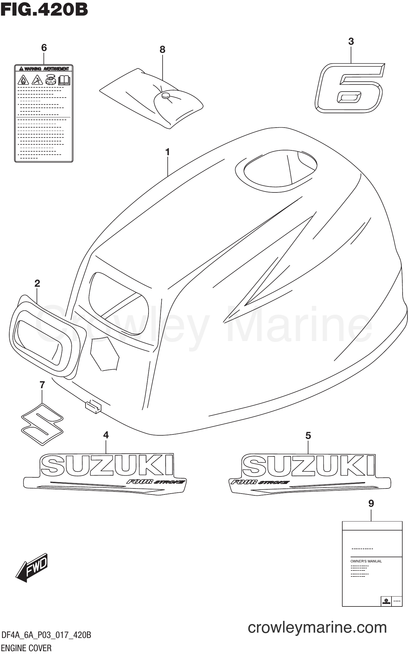 Suzuki Marine DF4A 710001~ - ENGINE COVER (DF6A P03)