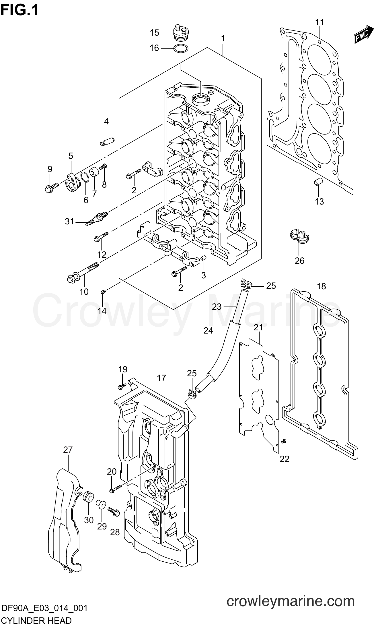 Suzuki Marine DF90A 410001~ - CYLINDER HEAD
